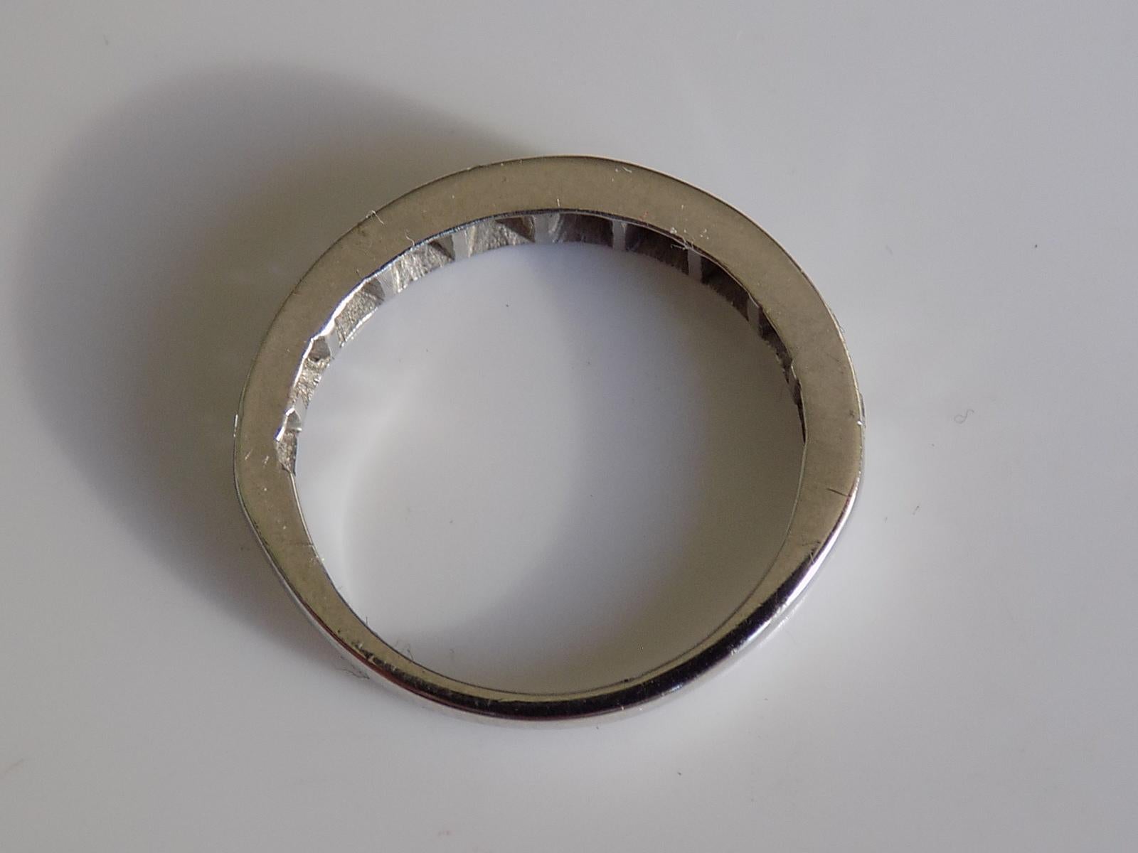 Contemporary Vintage 18 Karat White Gold Diamond Half Eternity Ring Band For Sale