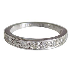 Bague d'éternité vintage en or blanc 18 carats avec demi-anneau en diamant