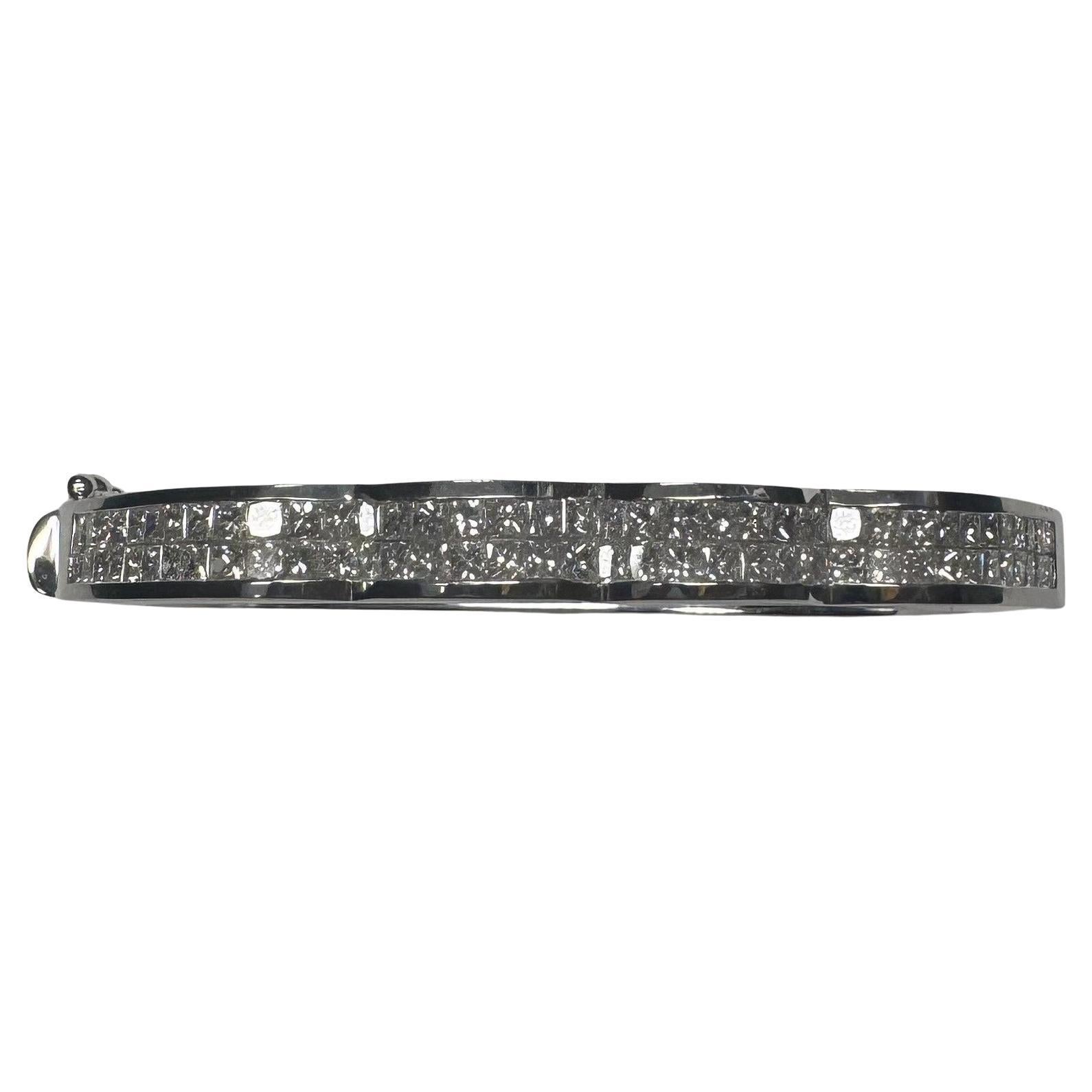 Vintage 18 Karat Weißgold Diamant Princess Cut Armband 4,00 Karat im Angebot