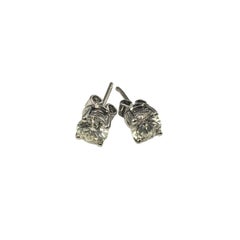 Vintage 18 Karat White Gold Diamond Stud Earrings .96 TCW.-
