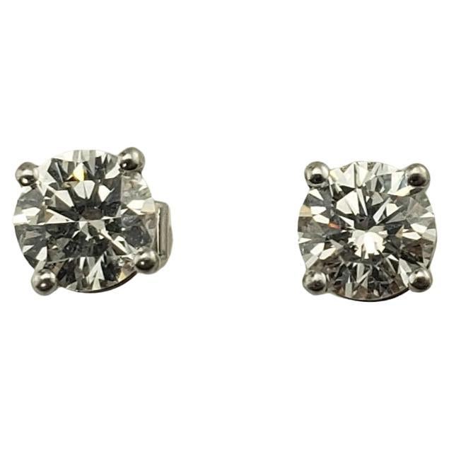 Vintage 18 Karat White Gold Diamond Stud Earrings .96 TCW.-