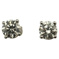 Antique 18 Karat White Gold Diamond Stud Earrings .96 TCW.-