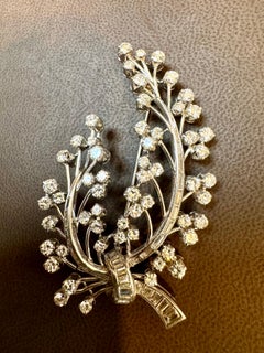 Vintage 18 Karat White Gold Large Diamond 8.9 CT Floral Bouquet Broach 31.2GM