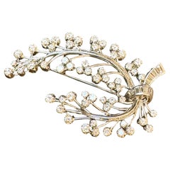 Vintage 18 Karat Weißgold Großer Diamant 8.9 CT Blumenstrauß-Brosche 31.2GM, Vintage