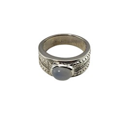 18 Karat White Gold Moonstone and Diamond Ring Size 7.75