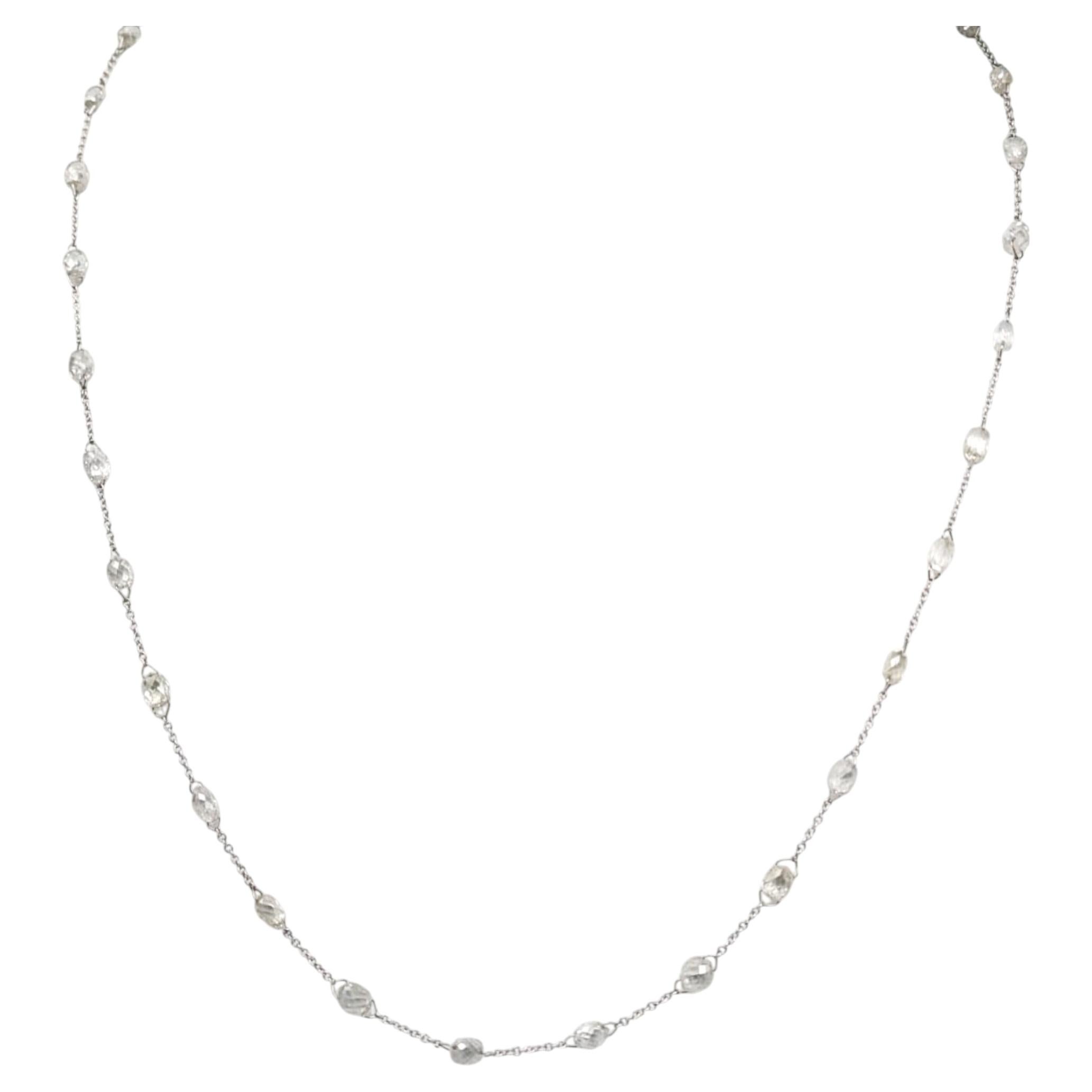Collana vintage con diamanti bianchi naturali (12,23 carati) da 19,5 pollici in oro bianco 18 carati