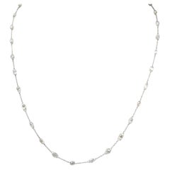 Vintage 18 Karat White Gold Necklace with 12.23ct Natural White Diamonds, 19.5"