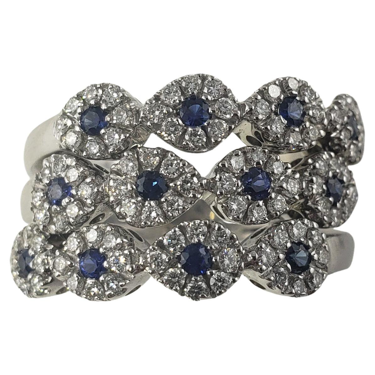 18 Karat White Gold Natural Sapphire and Diamond Band Ring For Sale