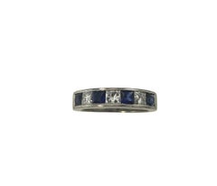 Vintage 18 Karat White Gold Natural Sapphire and Diamond Ring