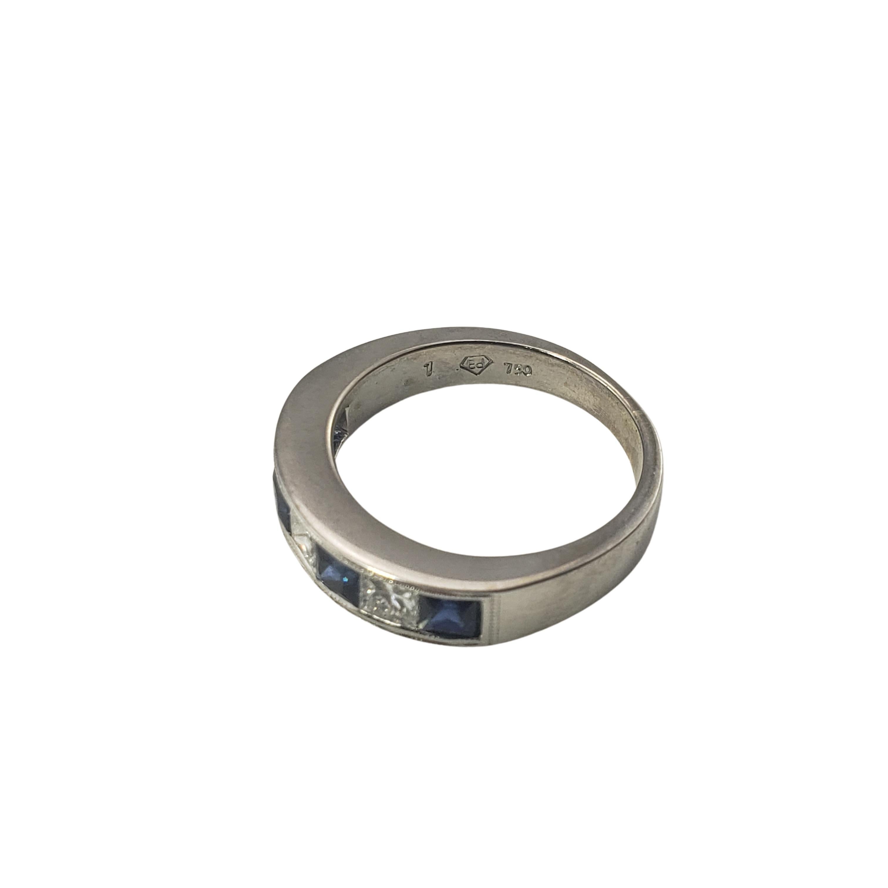 Ring aus 18 Karat Weißgold mit natürlichem Saphir und Diamant Damen im Angebot