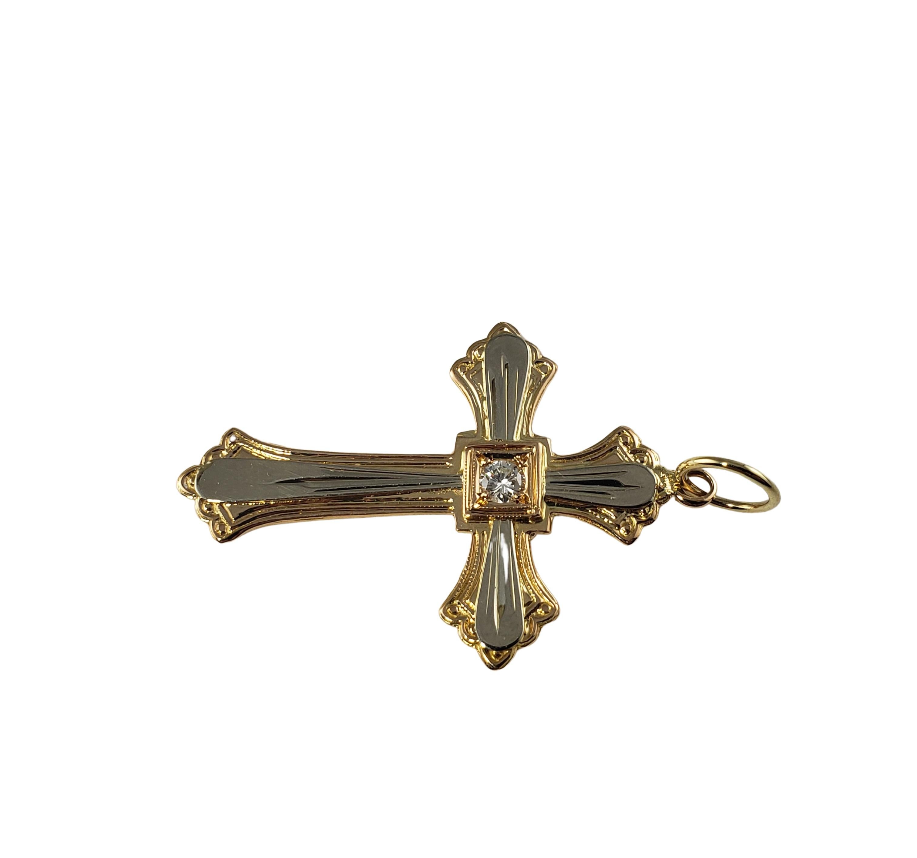 Brilliant Cut 18 Karat Yellow and White Gold and Diamond Cross Pendant For Sale