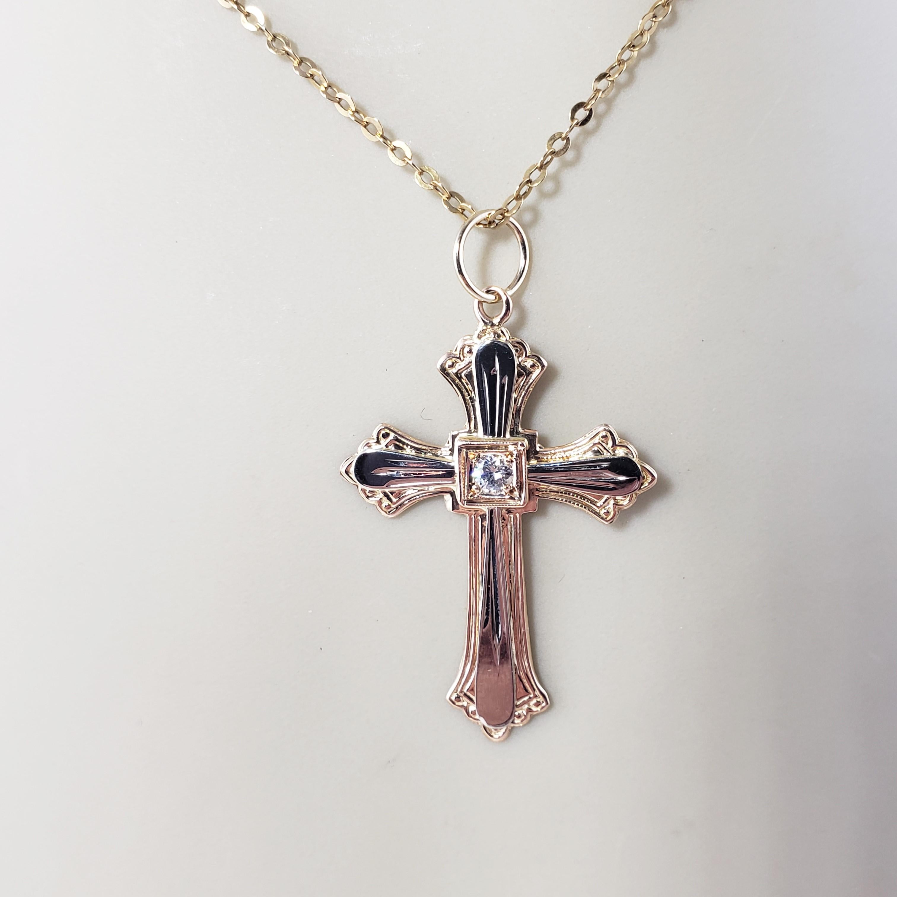 18 Karat Yellow and White Gold and Diamond Cross Pendant For Sale 3