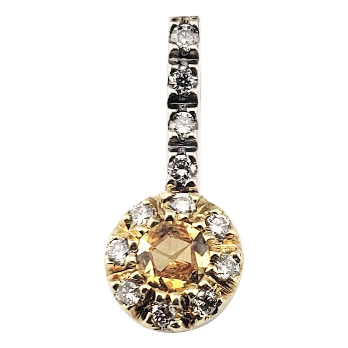 18 Karat Yellow and White Gold Yellow Sapphire and Diamond Pendant For Sale