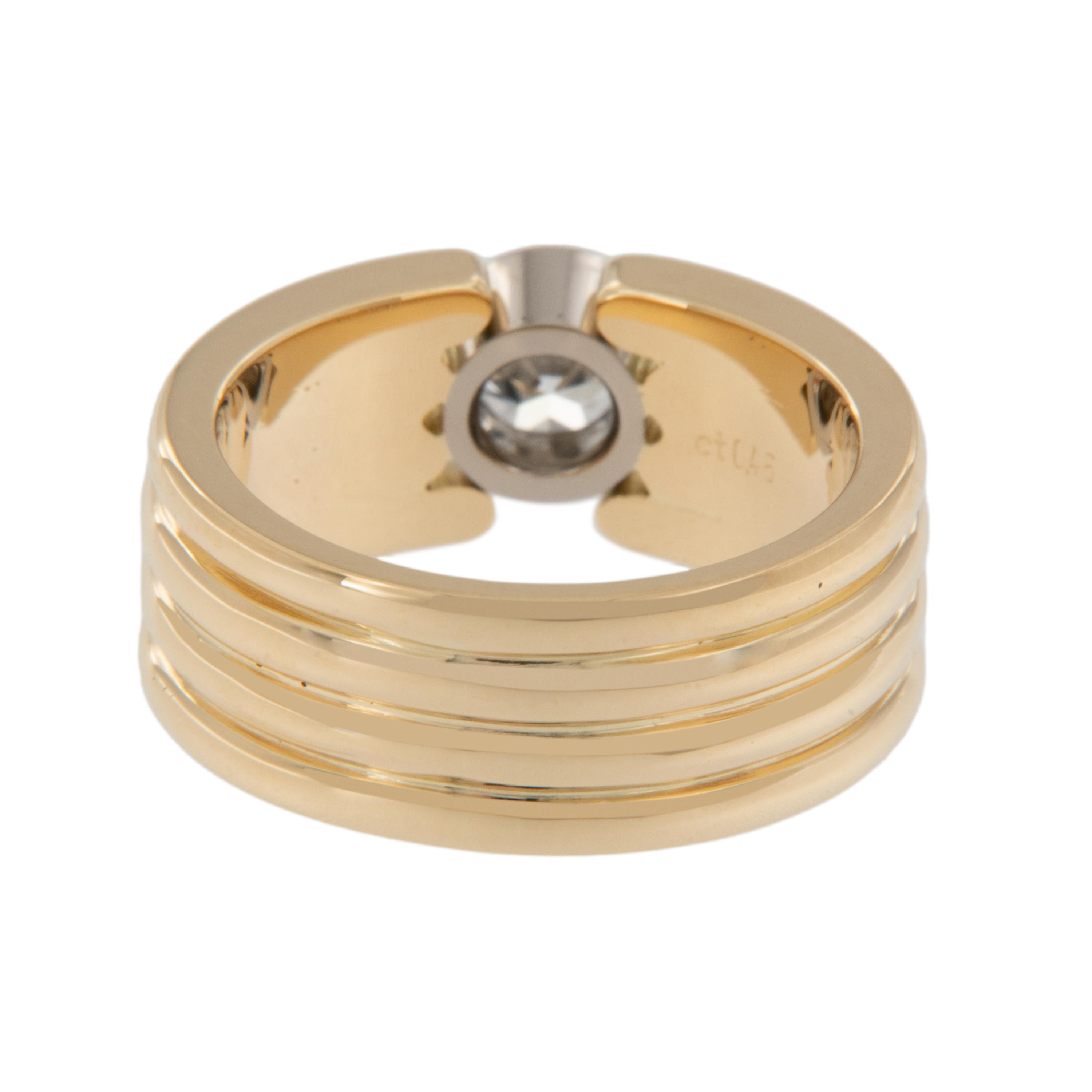 Anillo solitario vintage de oro amarillo de 18 quilates con diamantes de corte europeo antiguo de 0,45 qtw en Excelente estado para la venta en Troy, MI