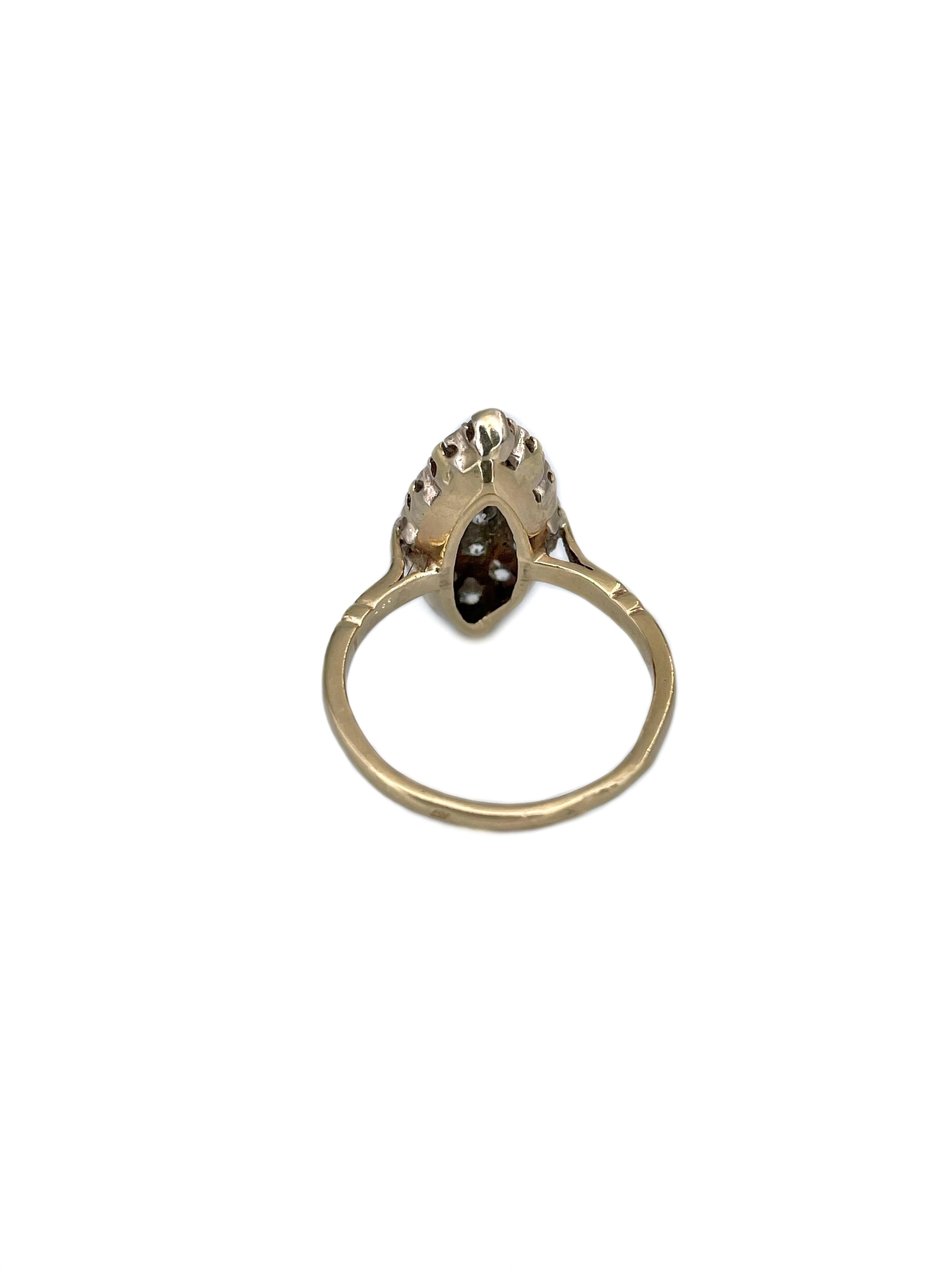 Women's Vintage 18 Karat Yellow Gold 0.50 Carat Diamond Navette Ring