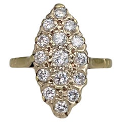 Vintage 18 Karat Yellow Gold 0.50 Carat Diamond Navette Ring