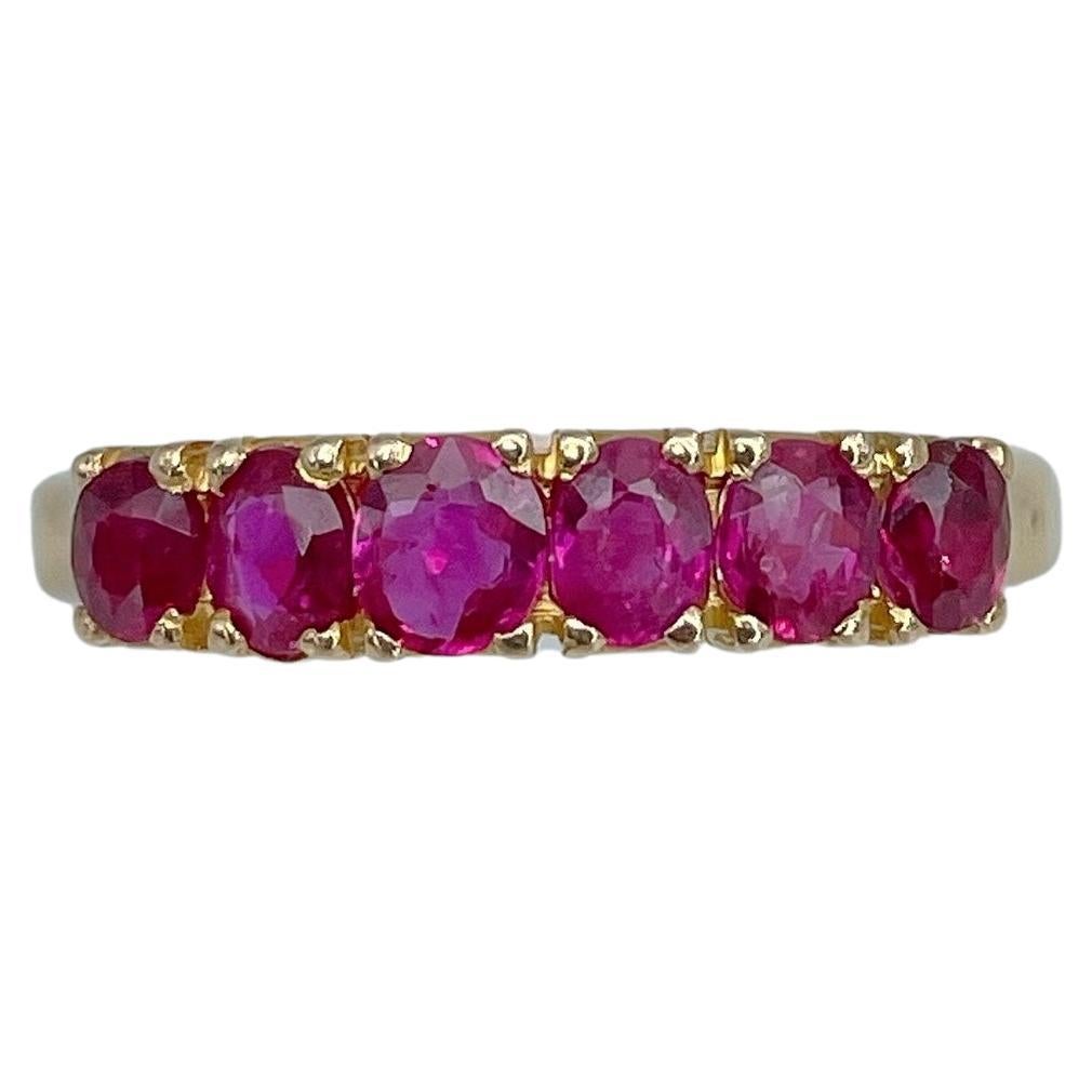 Vintage 18 Karat Yellow Gold 1.00 Carat Ruby Band Ring For Sale