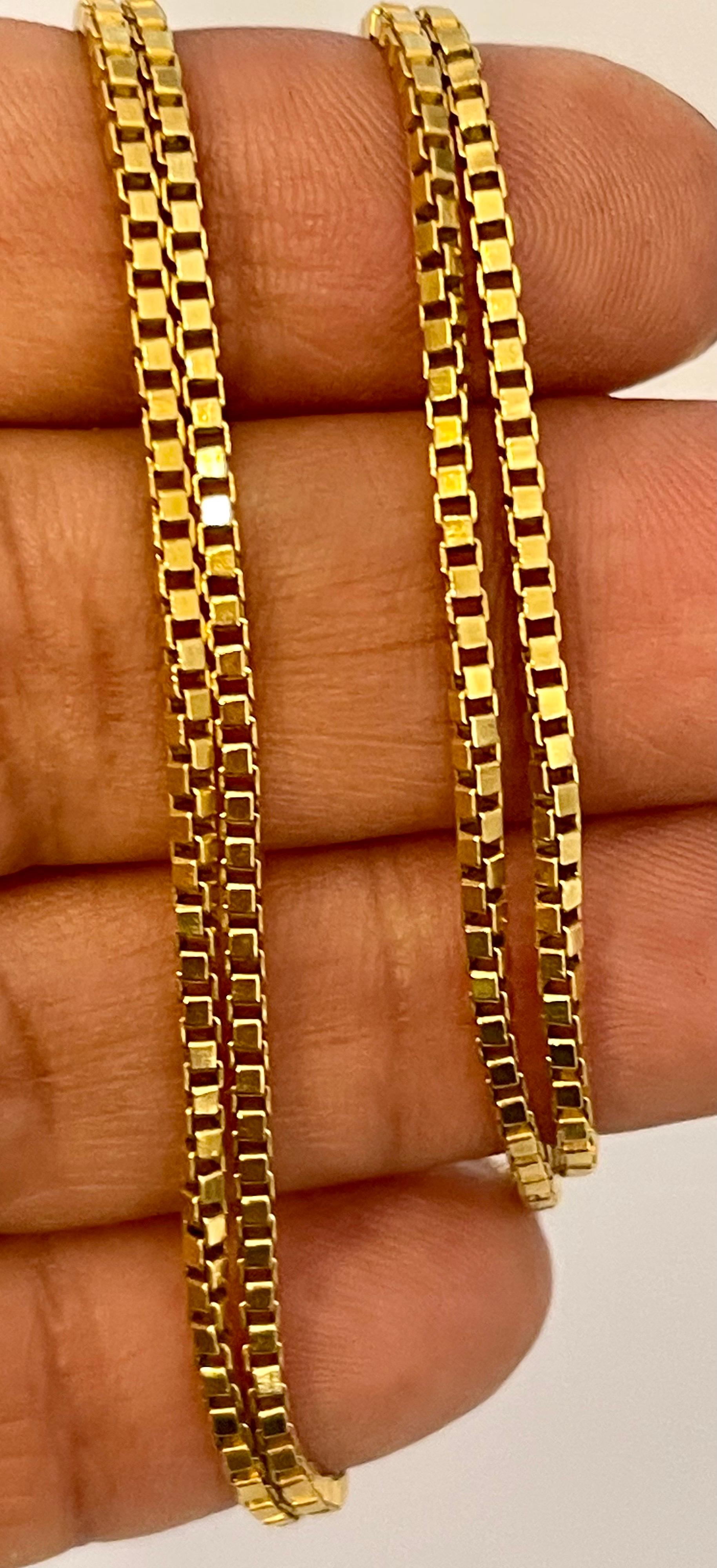 Vintage 18 Karat Yellow Gold 15 Gm 1.8 mm Box Chain Necklace,  23