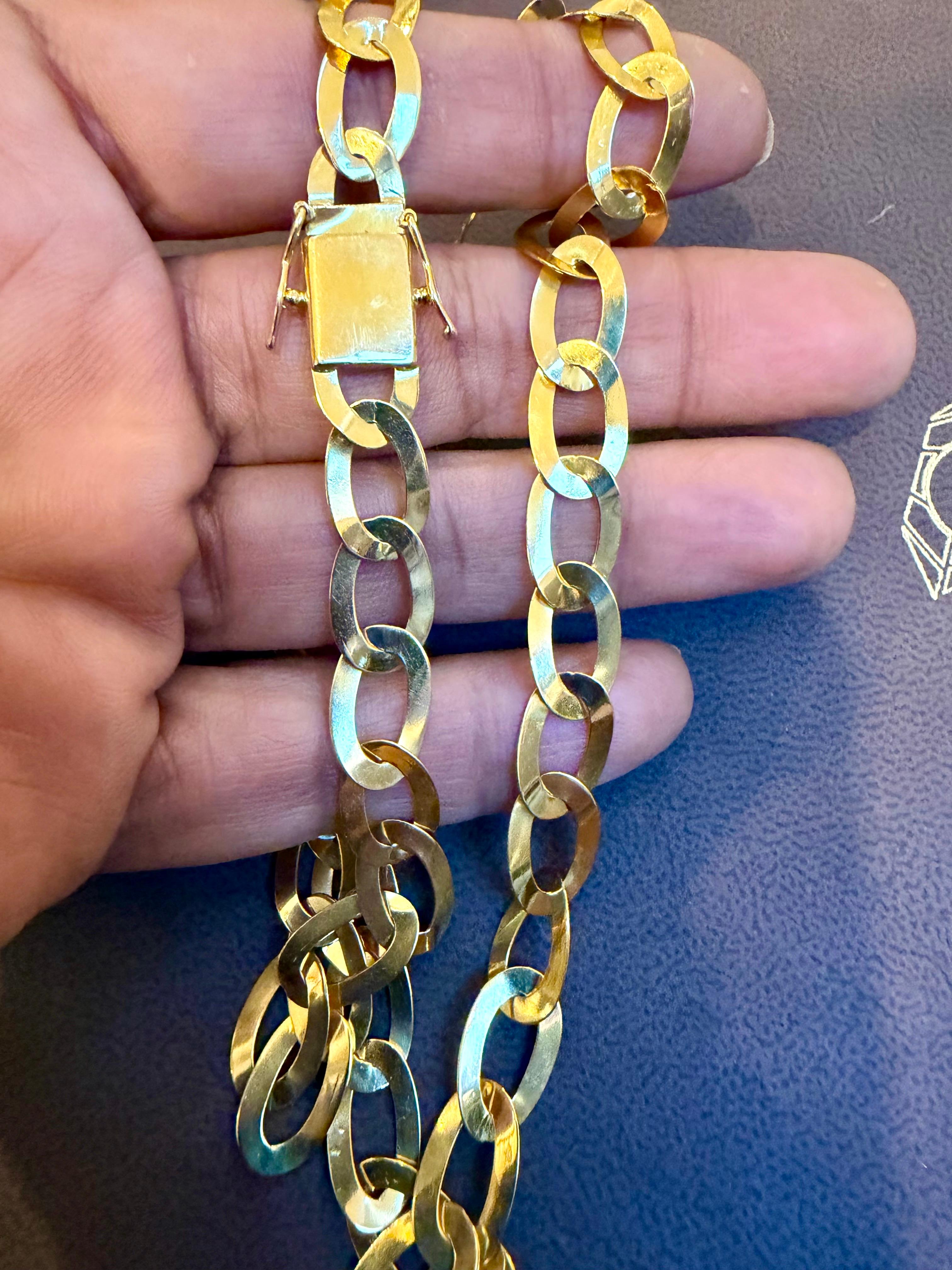 Vintage 18 Karat Yellow Gold 19.7 Gm Miami Cuban Link  Like Chain Unisex, 22