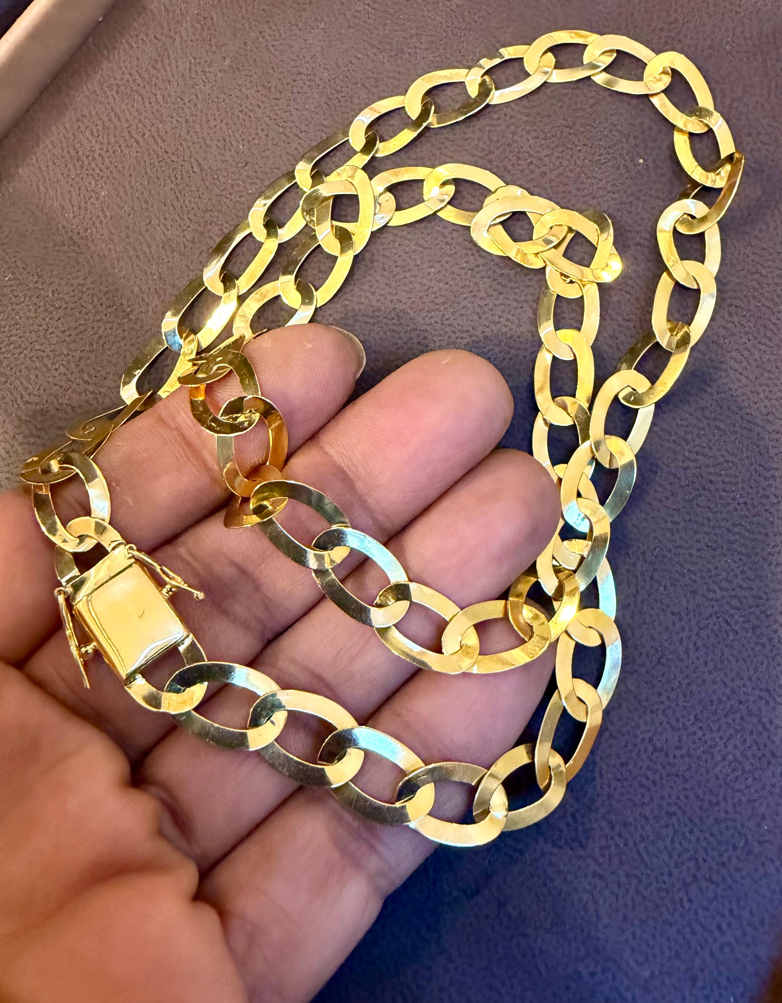 Vintage 18 Karat Yellow Gold 19.7 Gm Miami Cuban Link  Like Chain Unisex, 22