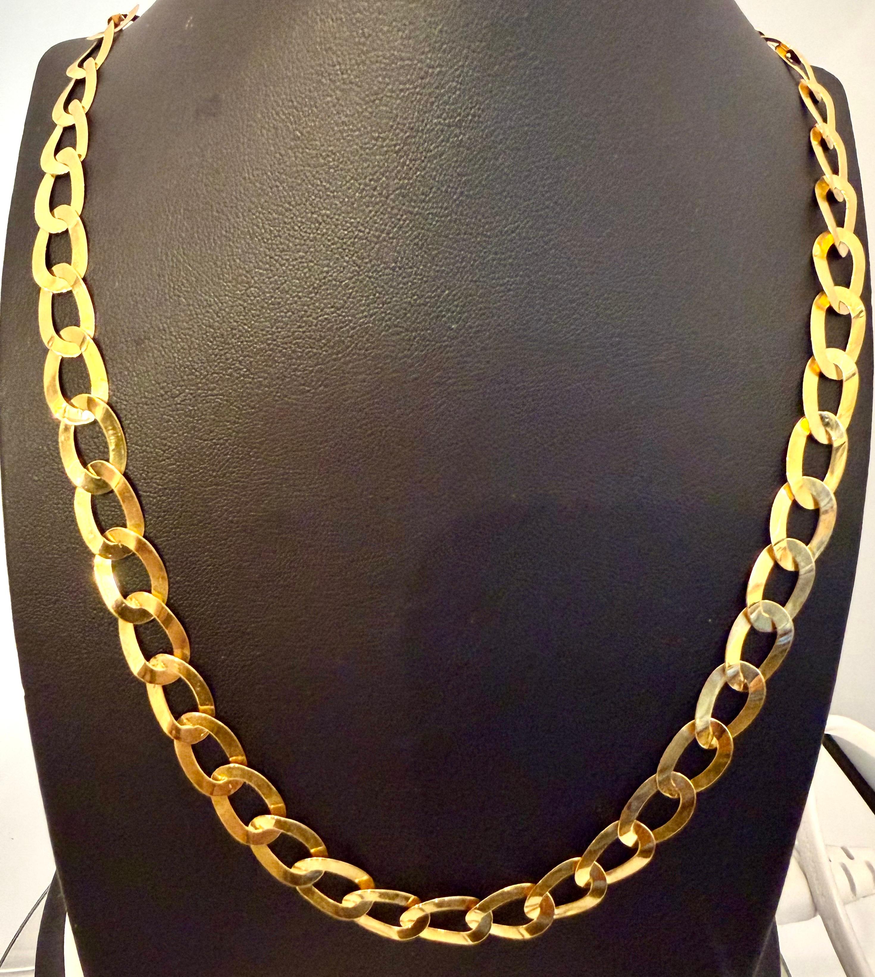 Vintage 18 Karat Yellow Gold 19.7 Gm Miami Cuban Link  Like Chain Unisex, 22