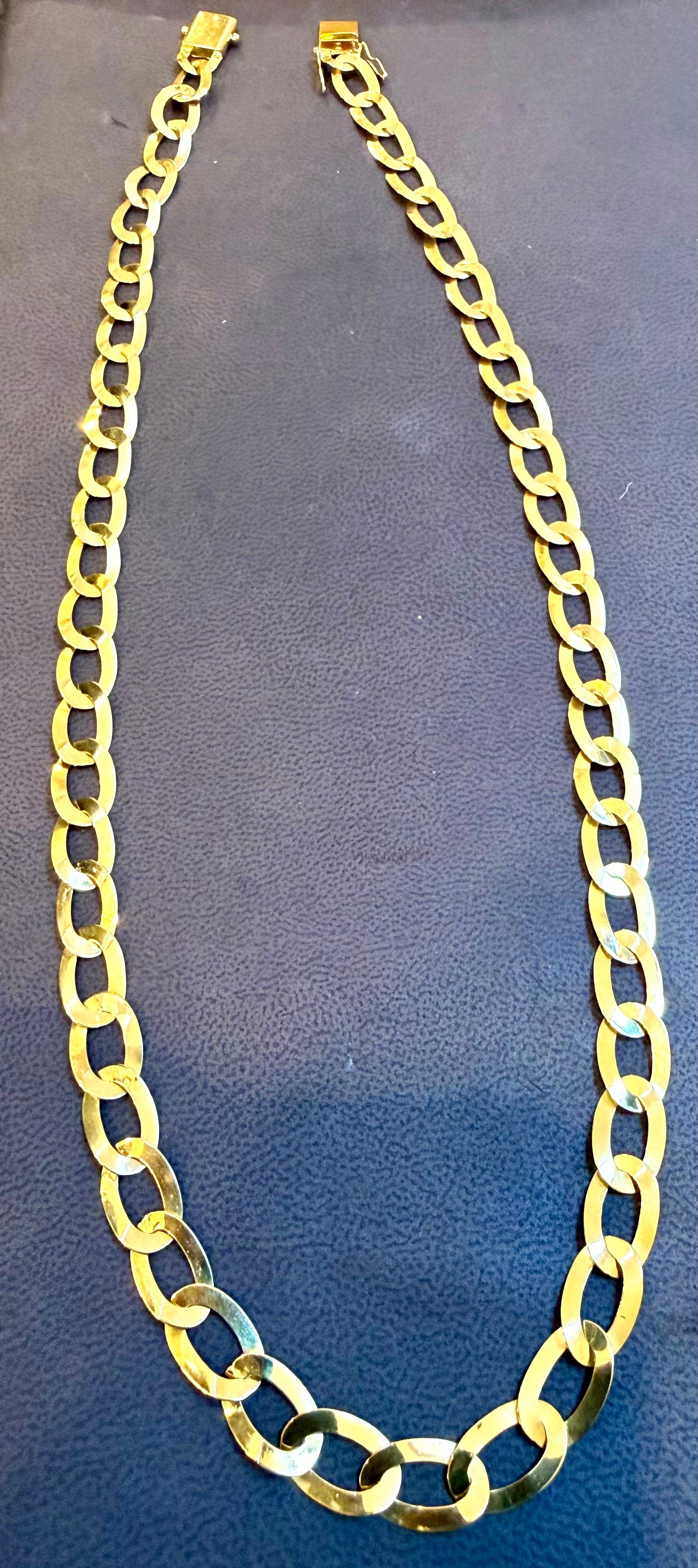 Vintage 18 Karat Yellow Gold 19.7 Gm Miami Cuban Link  Like Chain Unisex, 22