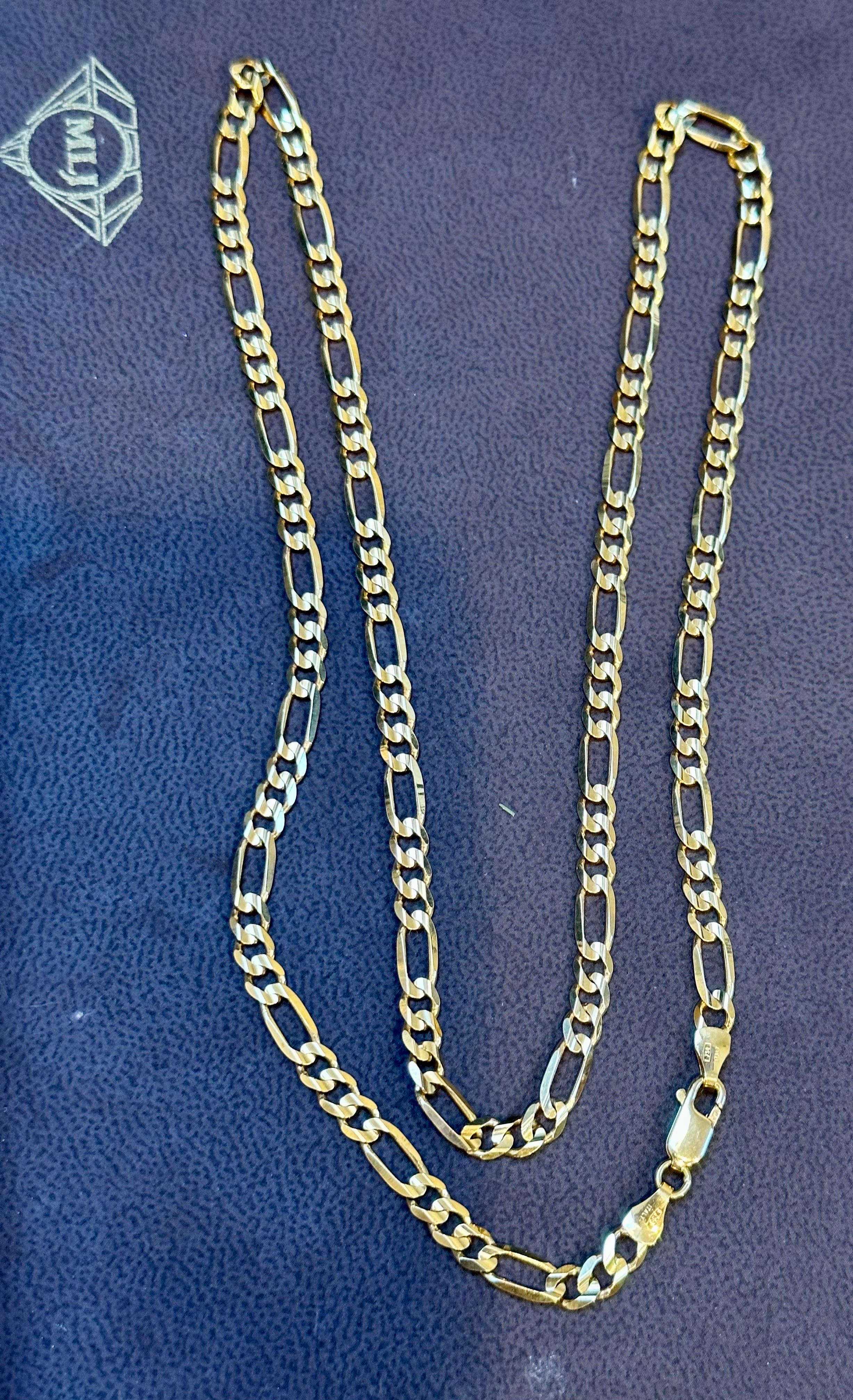 Vintage 18 Karat Yellow Gold 20 Gm Figaro Chain Necklace, Made in Italy 3