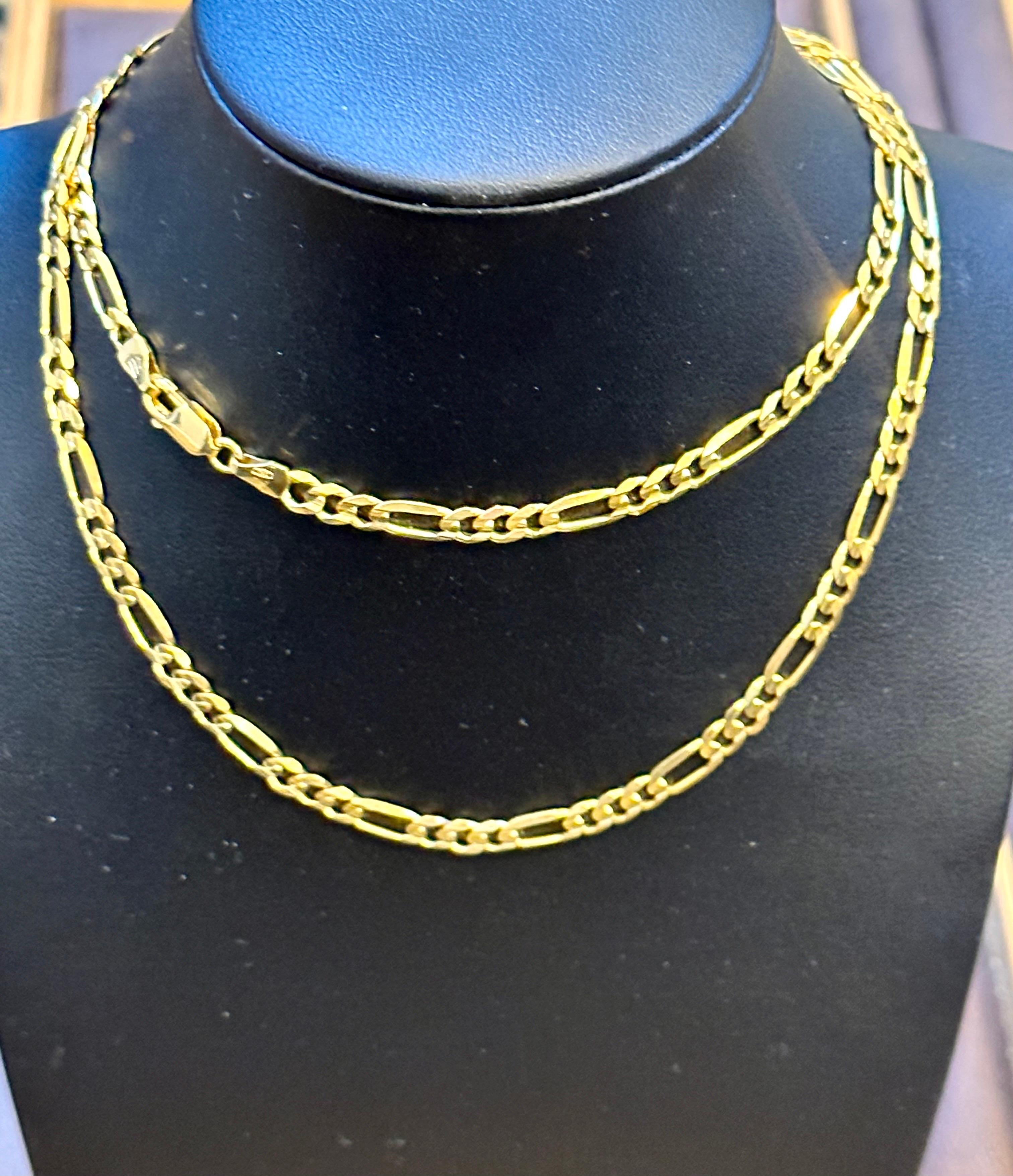 Women's or Men's Vintage 18 Karat Yellow Gold 20 Gm Figaro Chain Necklace, Made in Italy