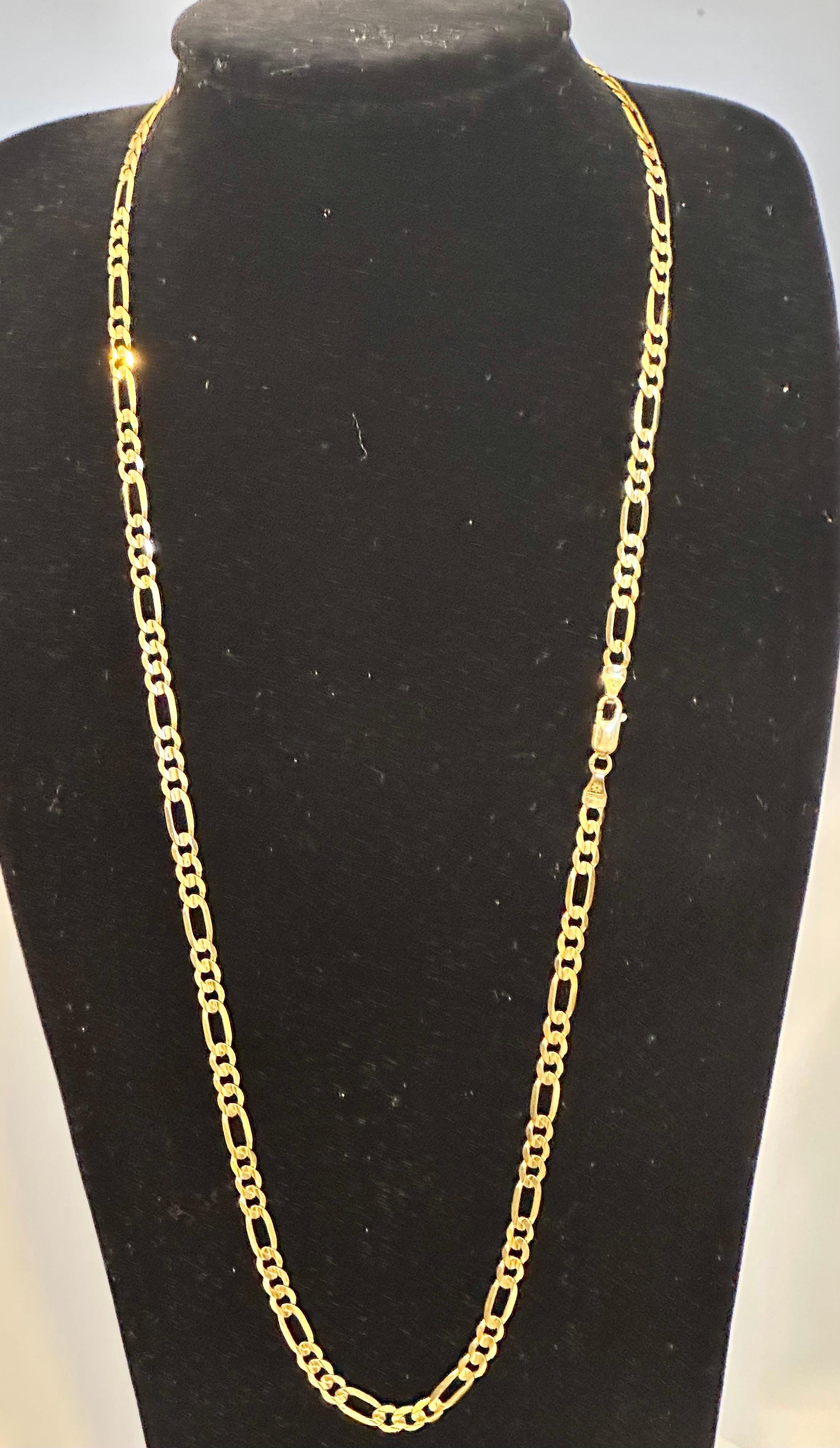 Vintage 18 Karat Yellow Gold 20 Gm Figaro Chain Necklace, Made in Italy 1