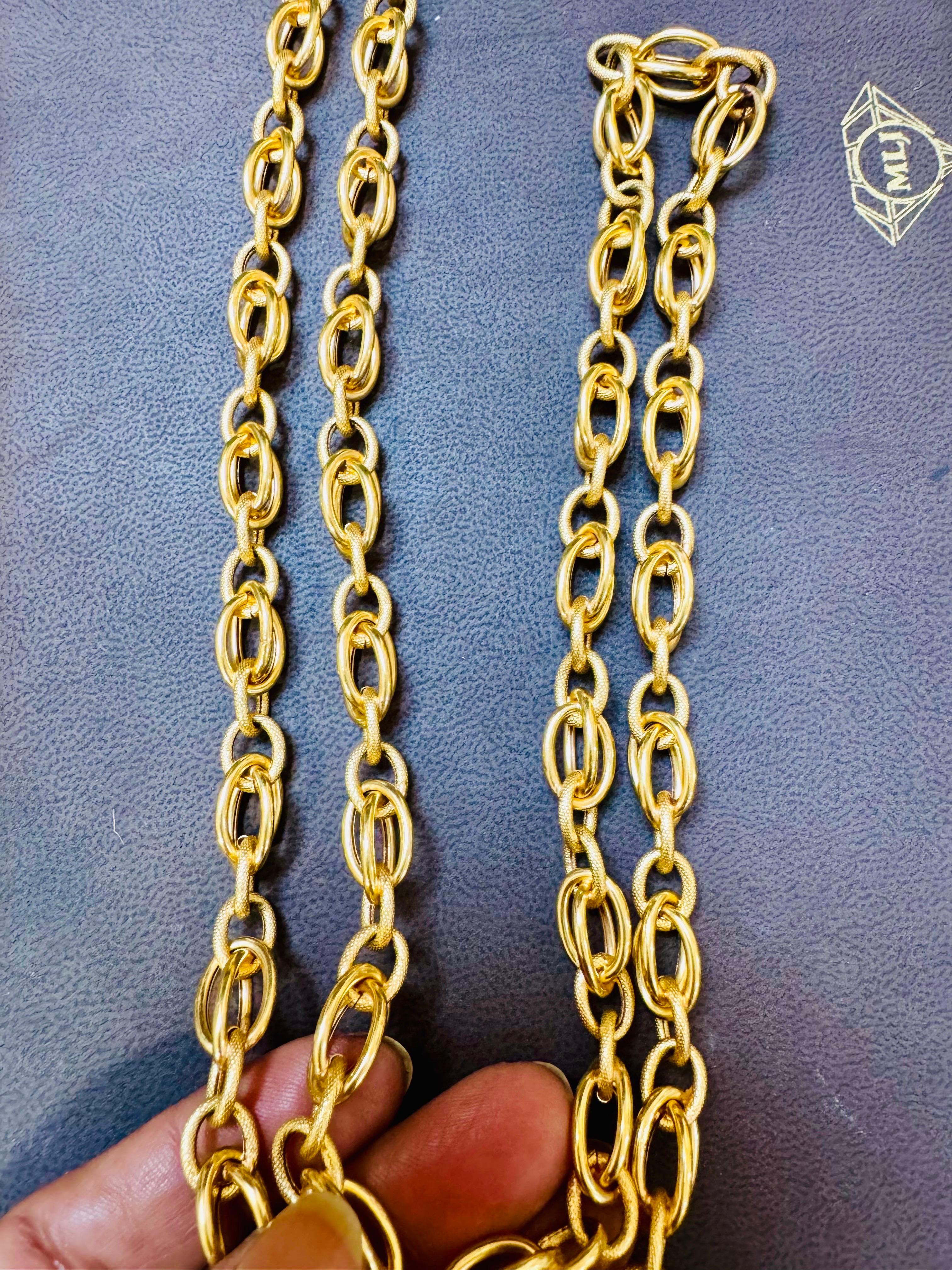 Vintage By in oro giallo 18 carati 41,2 gm, collana a maglie, 8,14 mm, 32