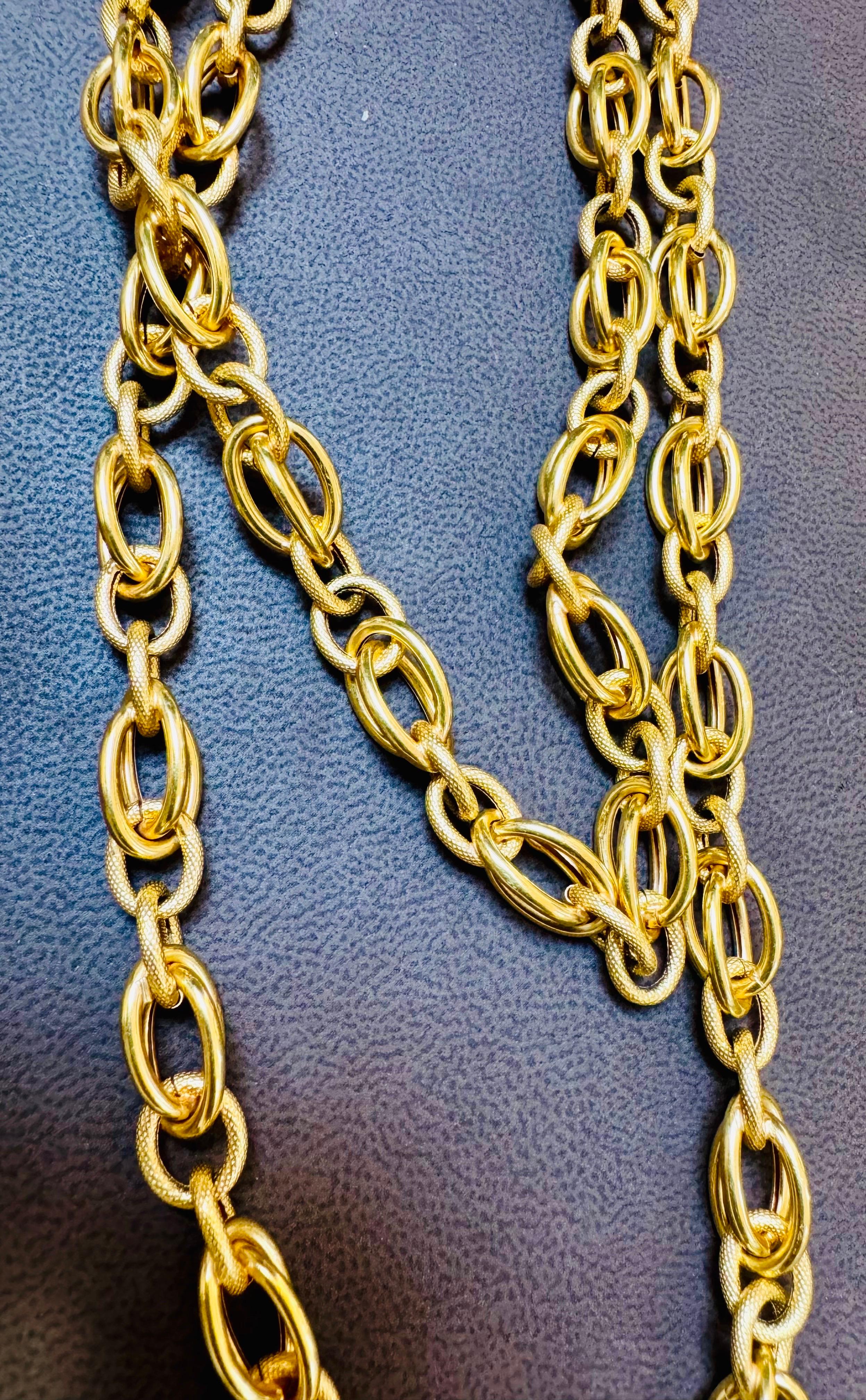 Vintage By in oro giallo 18 carati 41,2 gm, collana a maglie, 8,14 mm, 32