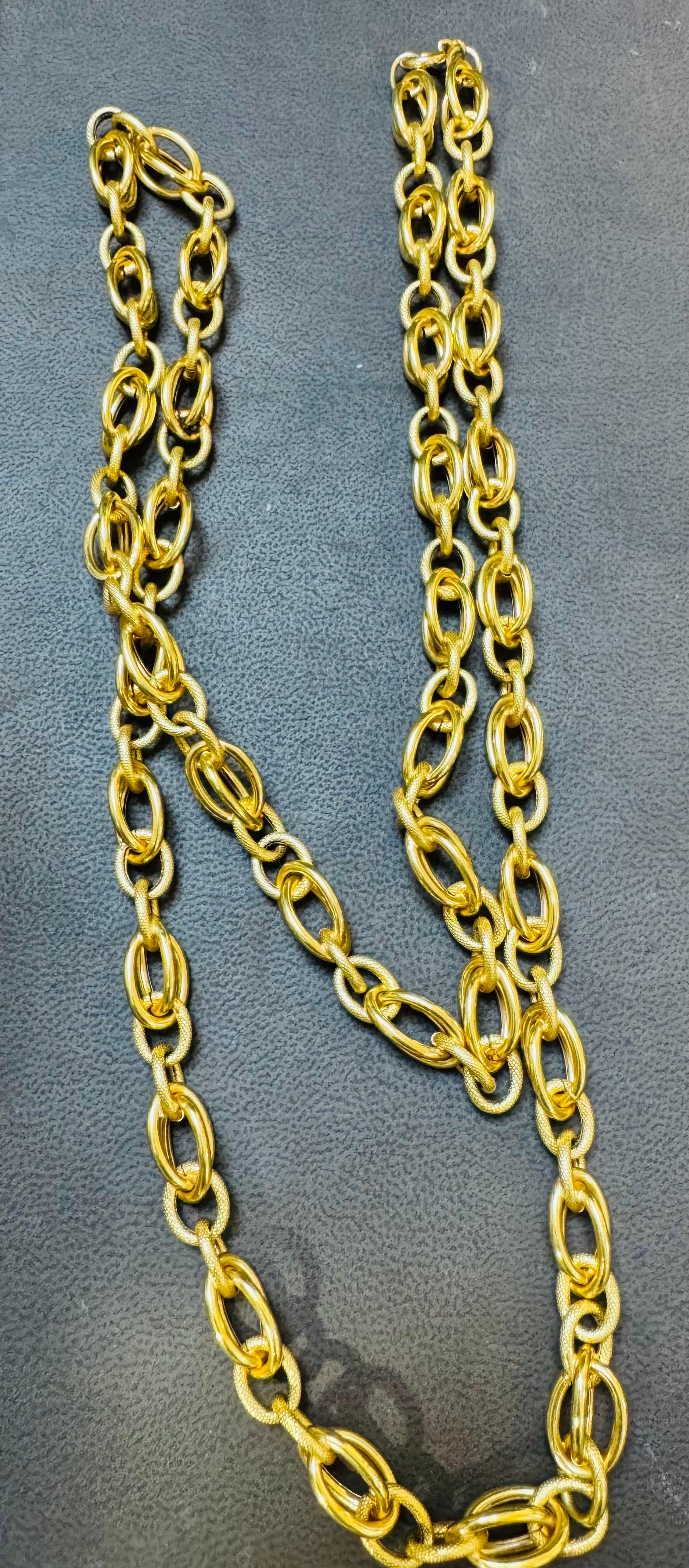 Vintage By in oro giallo 18 carati 41,2 gm, collana a maglie, 8,14 mm, 32