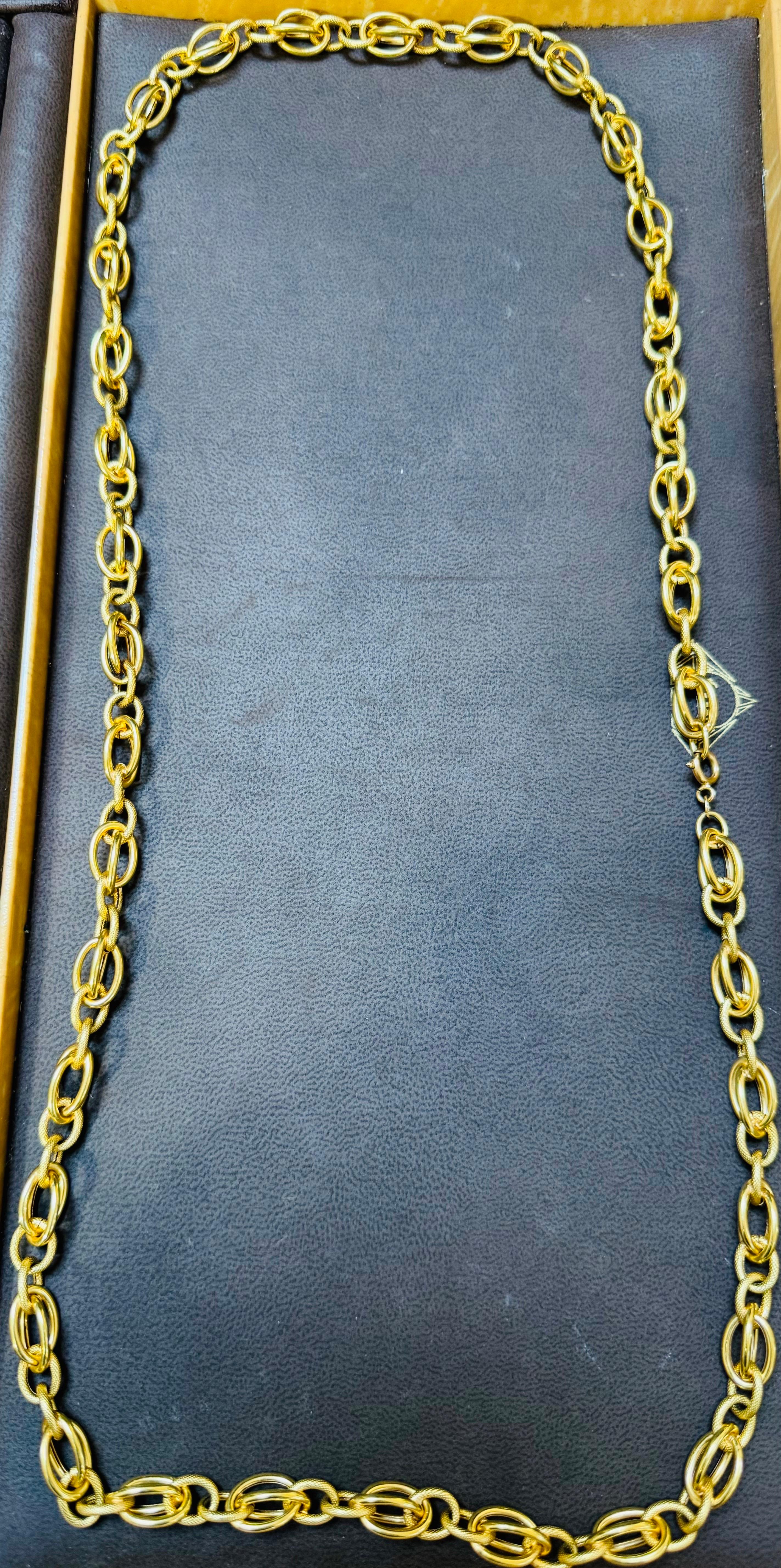 Vintage By in oro giallo 18 carati 41,2 gm, collana a maglie, 8,14 mm, 32