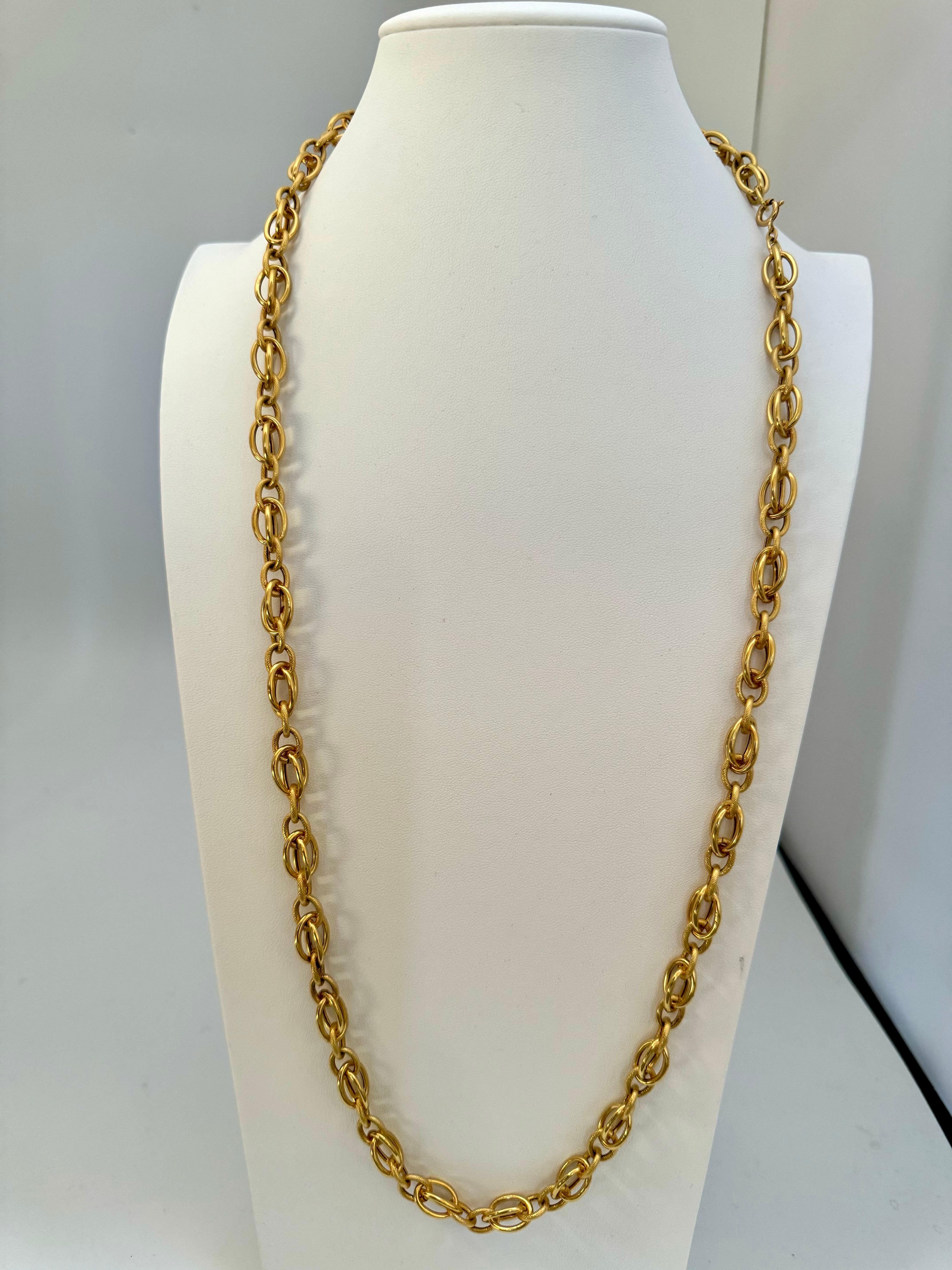 Vintage By in oro giallo 18 carati 41,2 gm, collana a maglie, 8,14 mm, 32