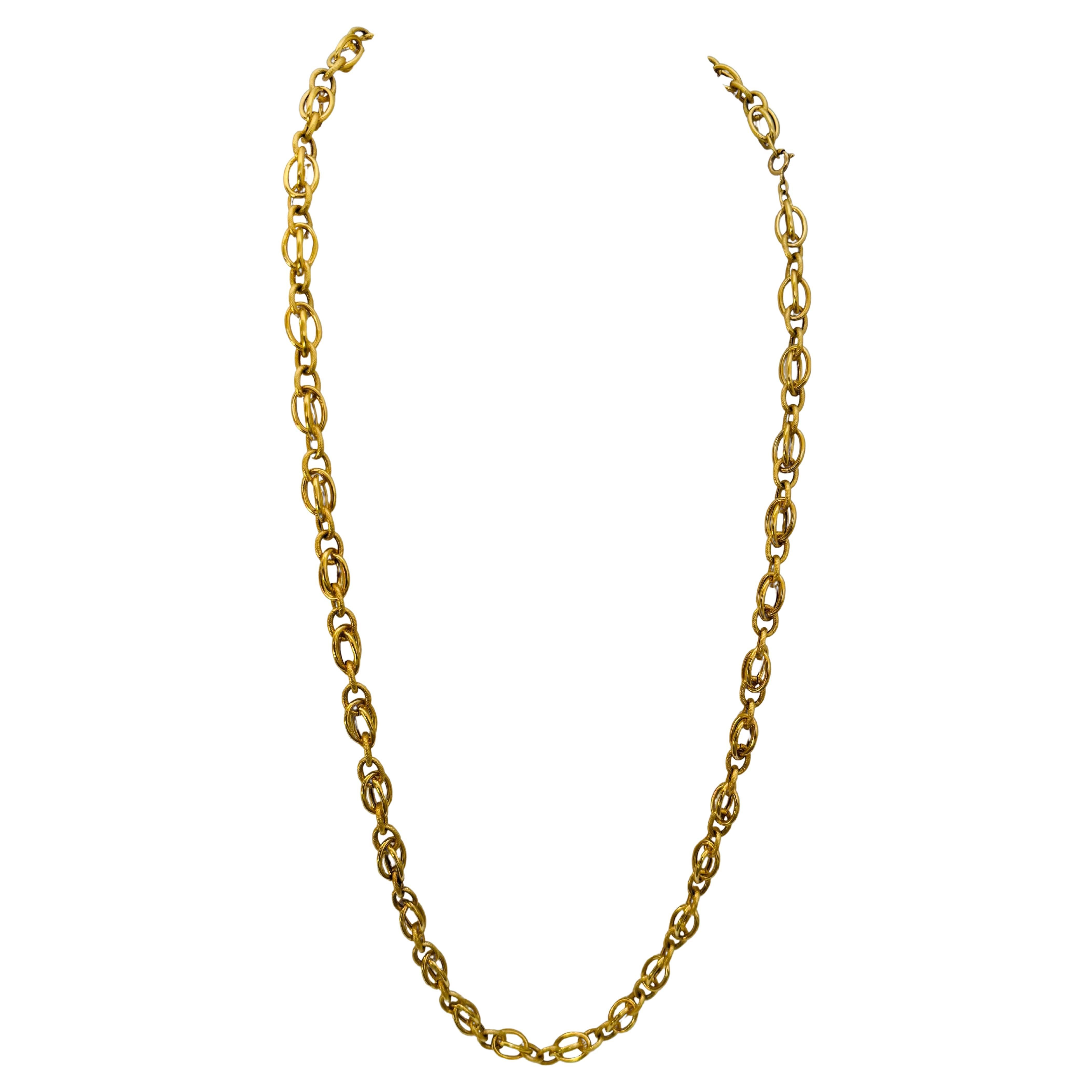 Vintage 18 Karat Yellow Gold 41.2 Gm, Link Chain, 8.14 mm Necklace, 32 " Long