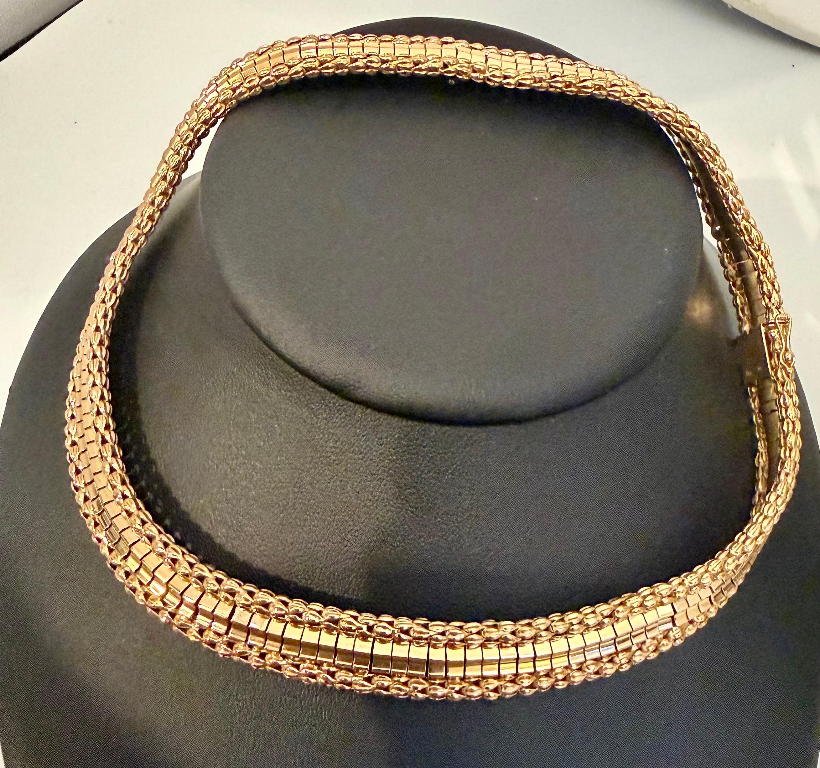 Vintage 18 Karat Yellow Gold 55.5 Gm Choker Link Like Chain Unisex, 16