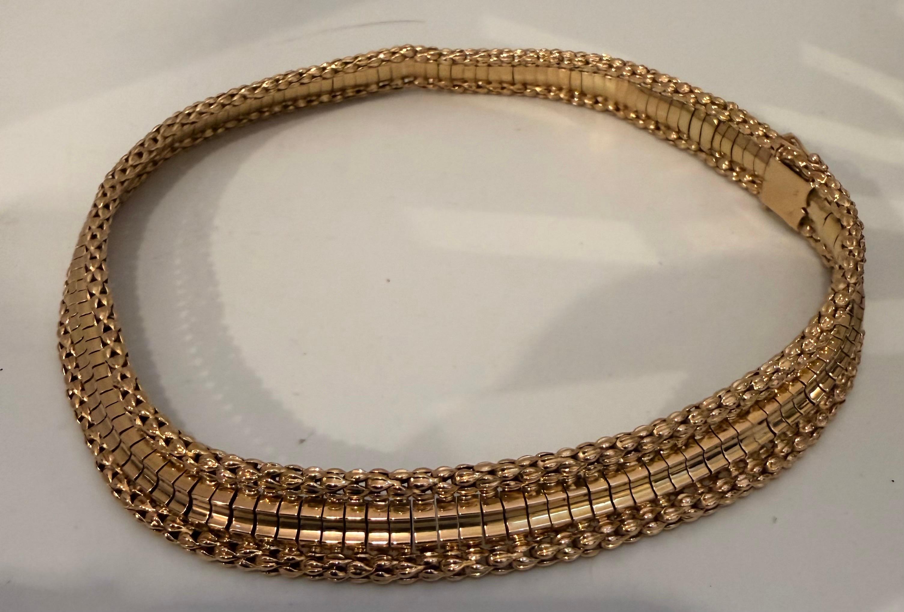 Vintage 18 Karat Yellow Gold 55.5 Gm Choker Link Like Chain Unisex, 16