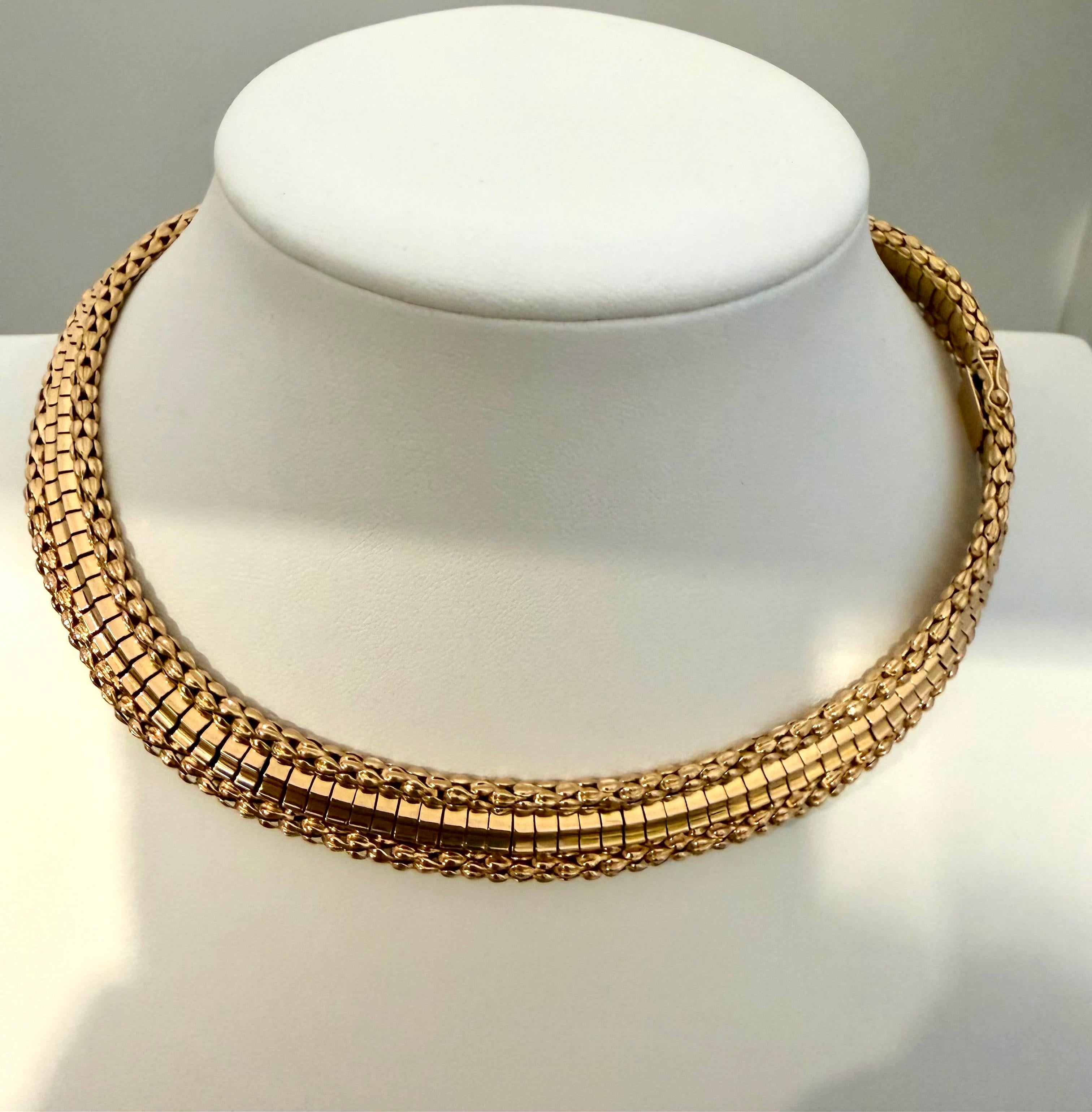 Vintage 18 Karat Yellow Gold 55.5 Gm Choker Link Like Chain Unisex, 16