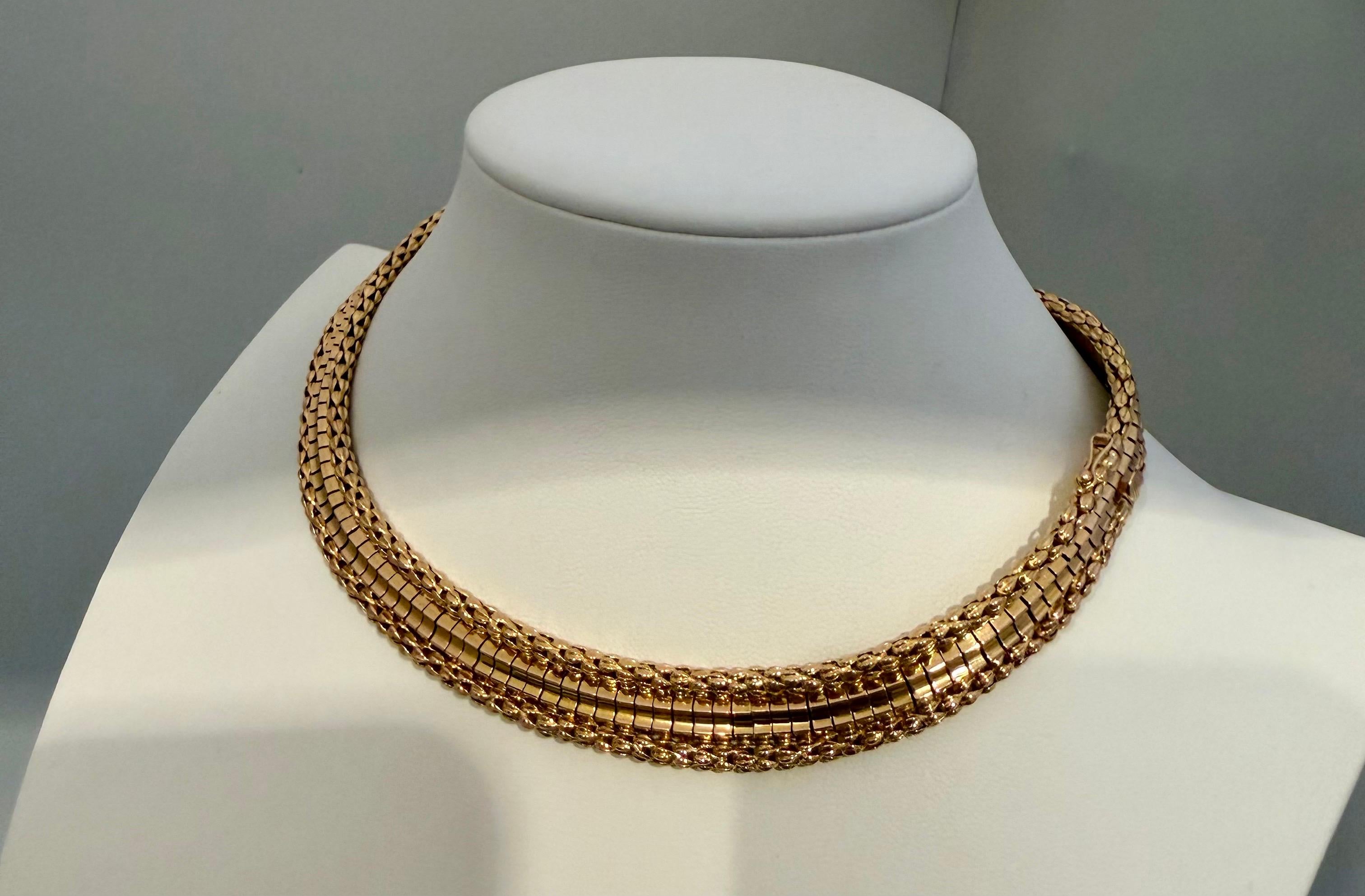 Vintage 18 Karat Yellow Gold 55.5 Gm Choker Link Like Chain Unisex, 16