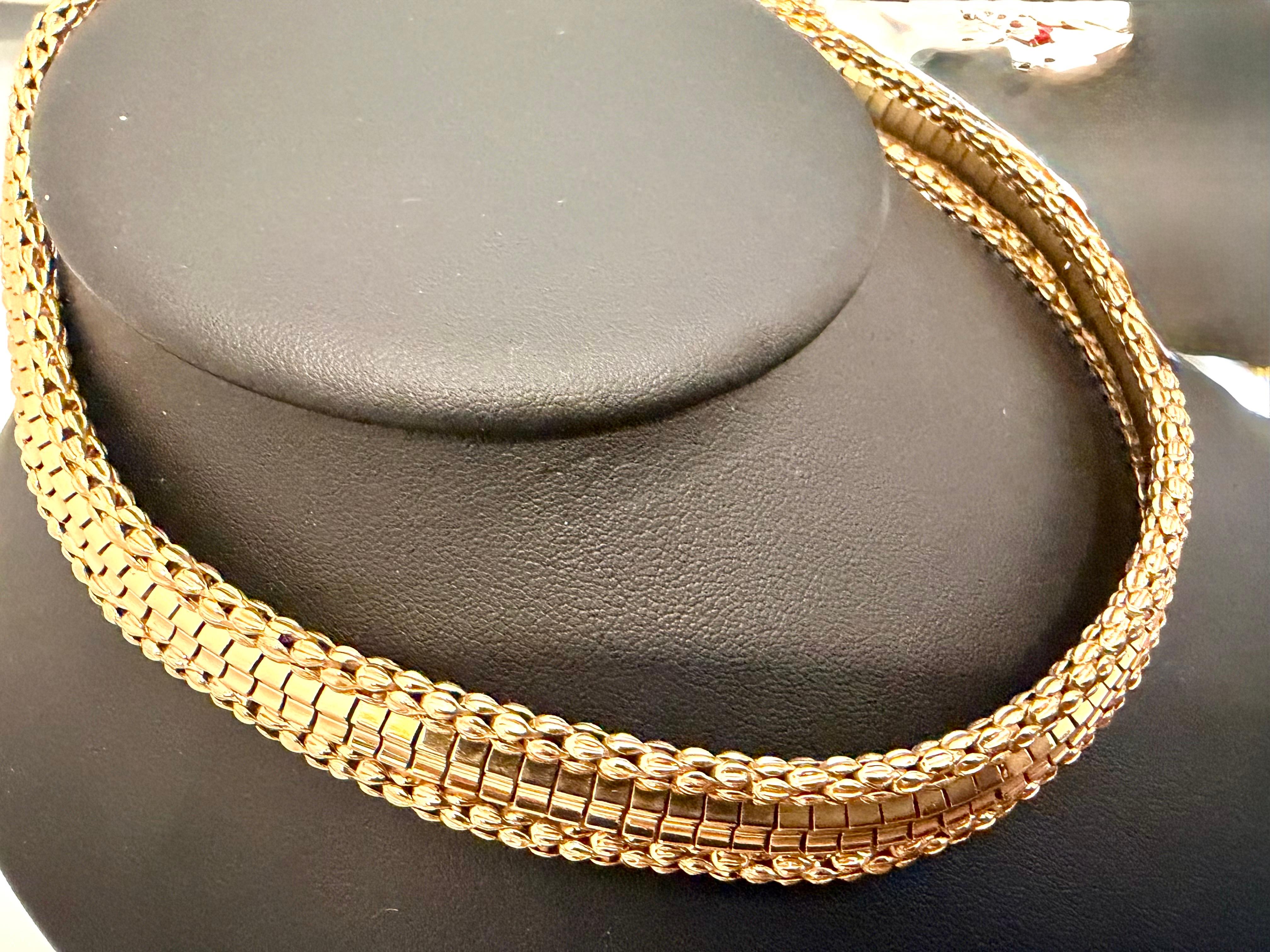 Vintage 18 Karat Yellow Gold 55.5 Gm Choker Link Like Chain Unisex, 16