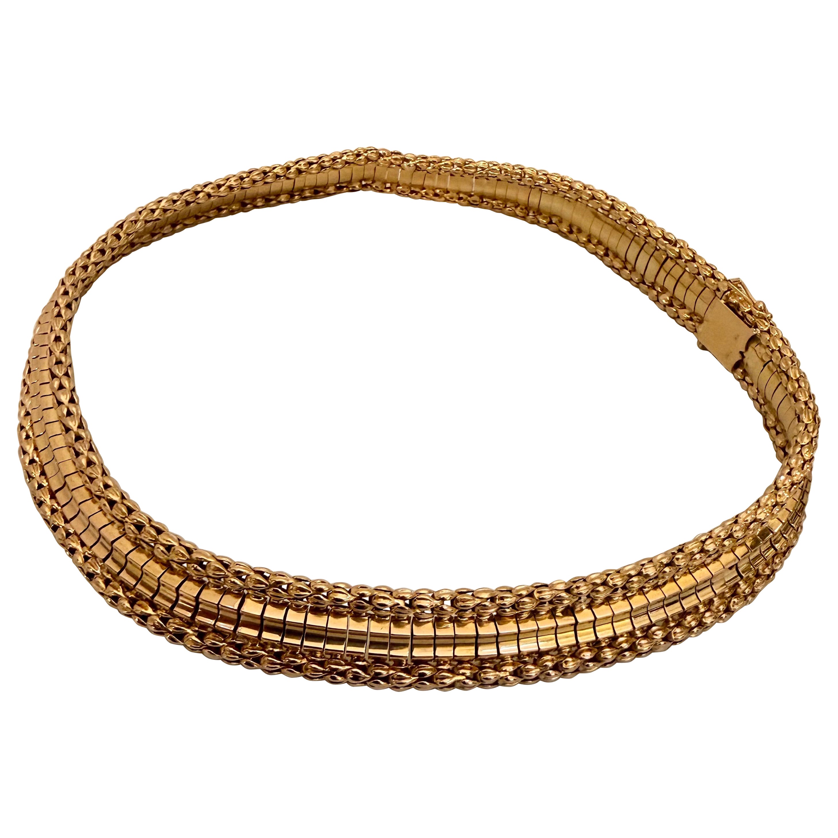 Vintage 18 Karat Yellow Gold 55.5 Gm Choker Link Like Chain Unisex, 16" Necklace
