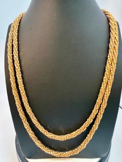Vintage 18 Karat Yellow Gold 56.6 Gm, Braided Chain, 4.6 mm Necklace, 40" Long