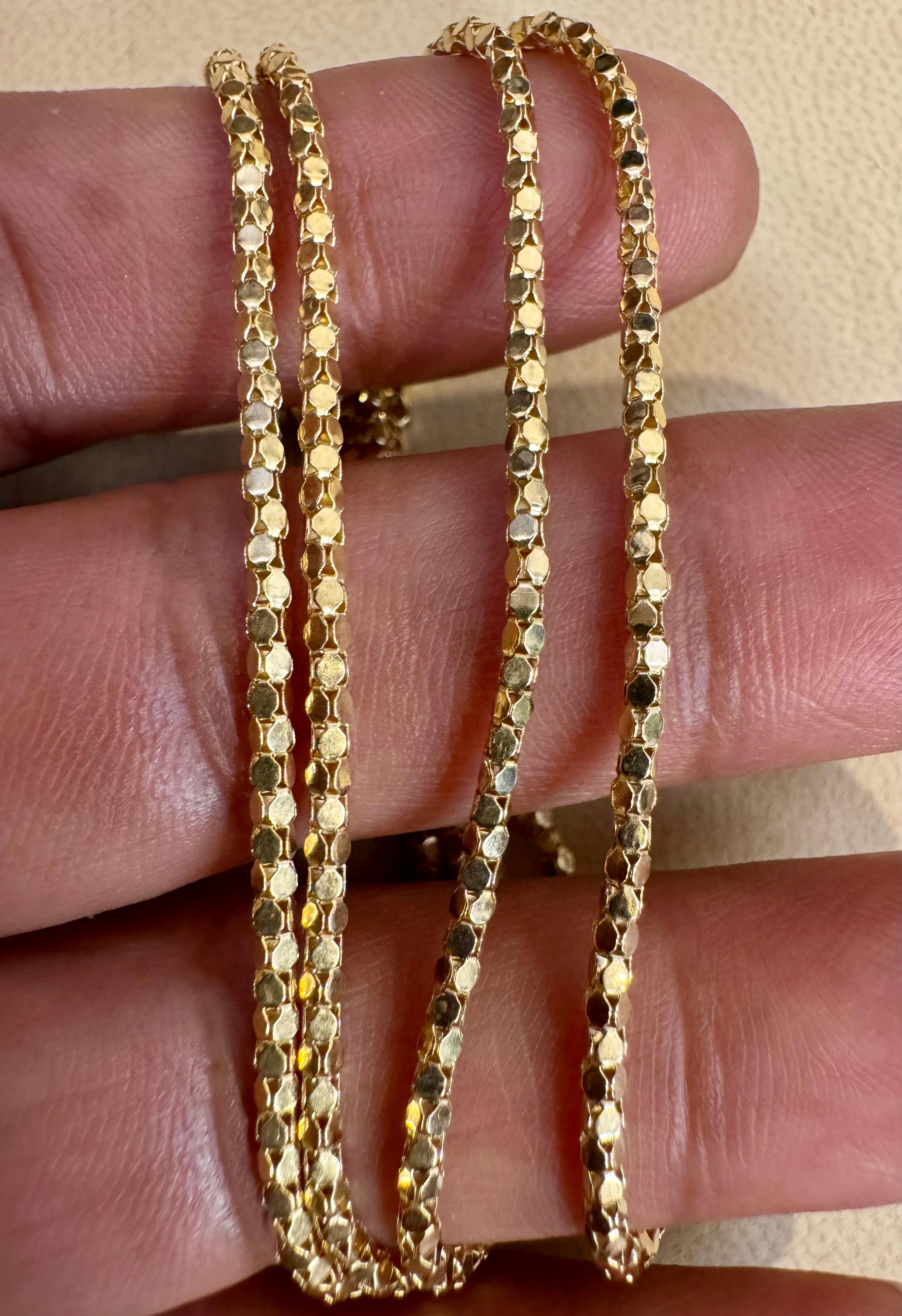 Vintage 18 Karat Gelbgold 6,2 Gm, Blase Kette, 1,9 mm Halskette, 23 