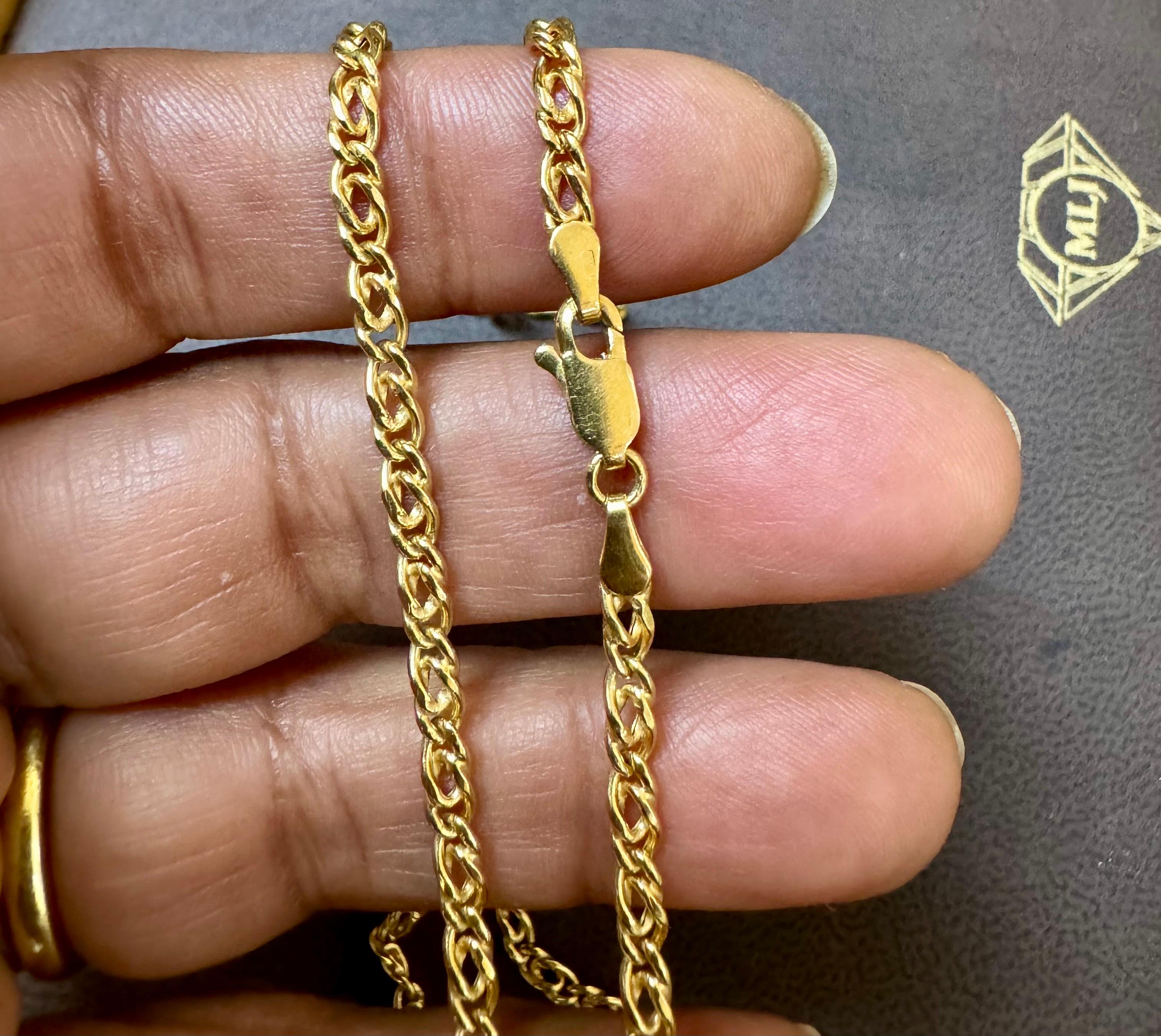 Vintage By in oro giallo 18 carati 7,4 gm, catena a maglie, 3,22 mm, lunga 18,5