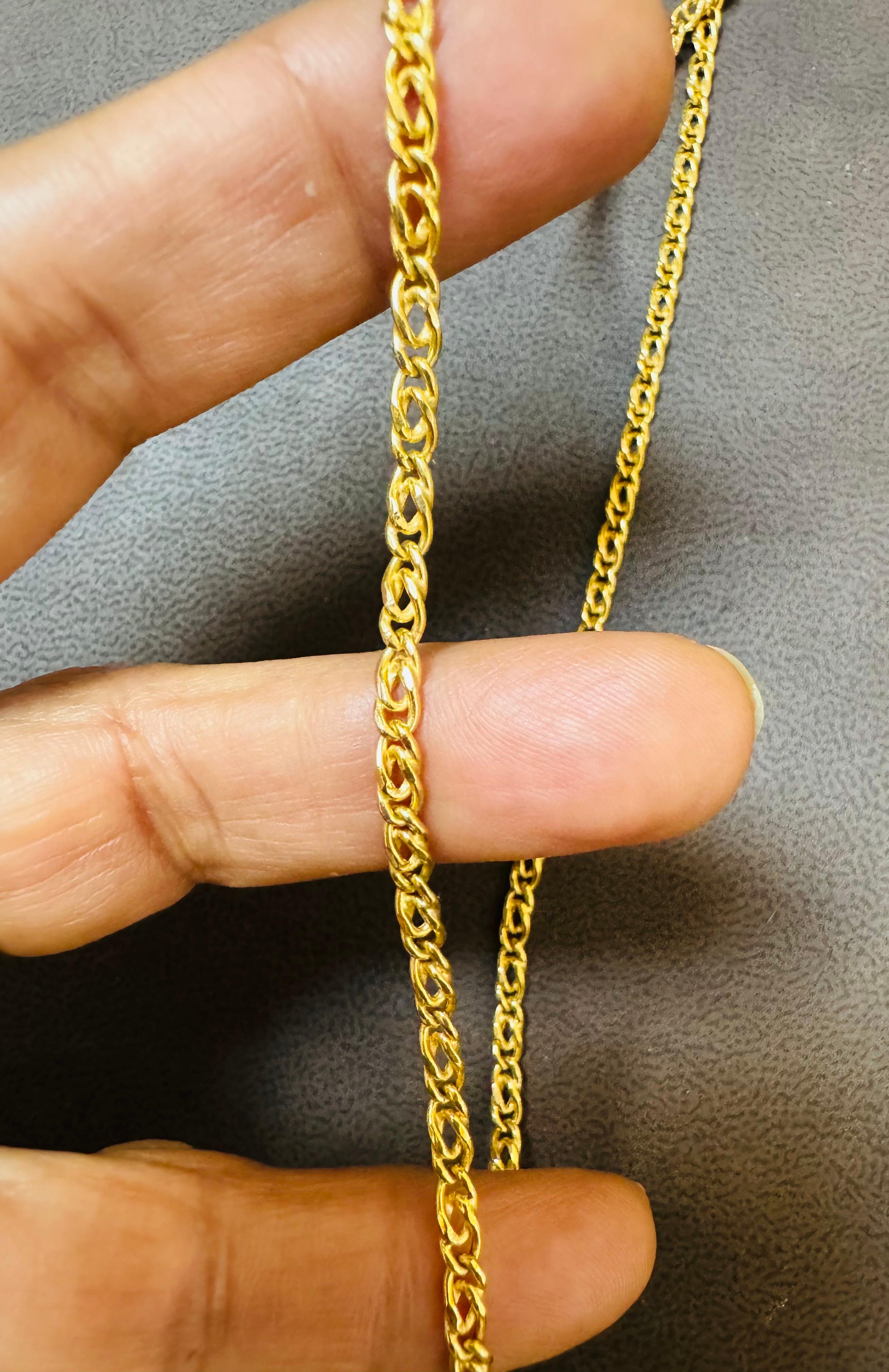 Vintage By in oro giallo 18 carati 7,4 gm, catena a maglie, 3,22 mm, lunga 18,5