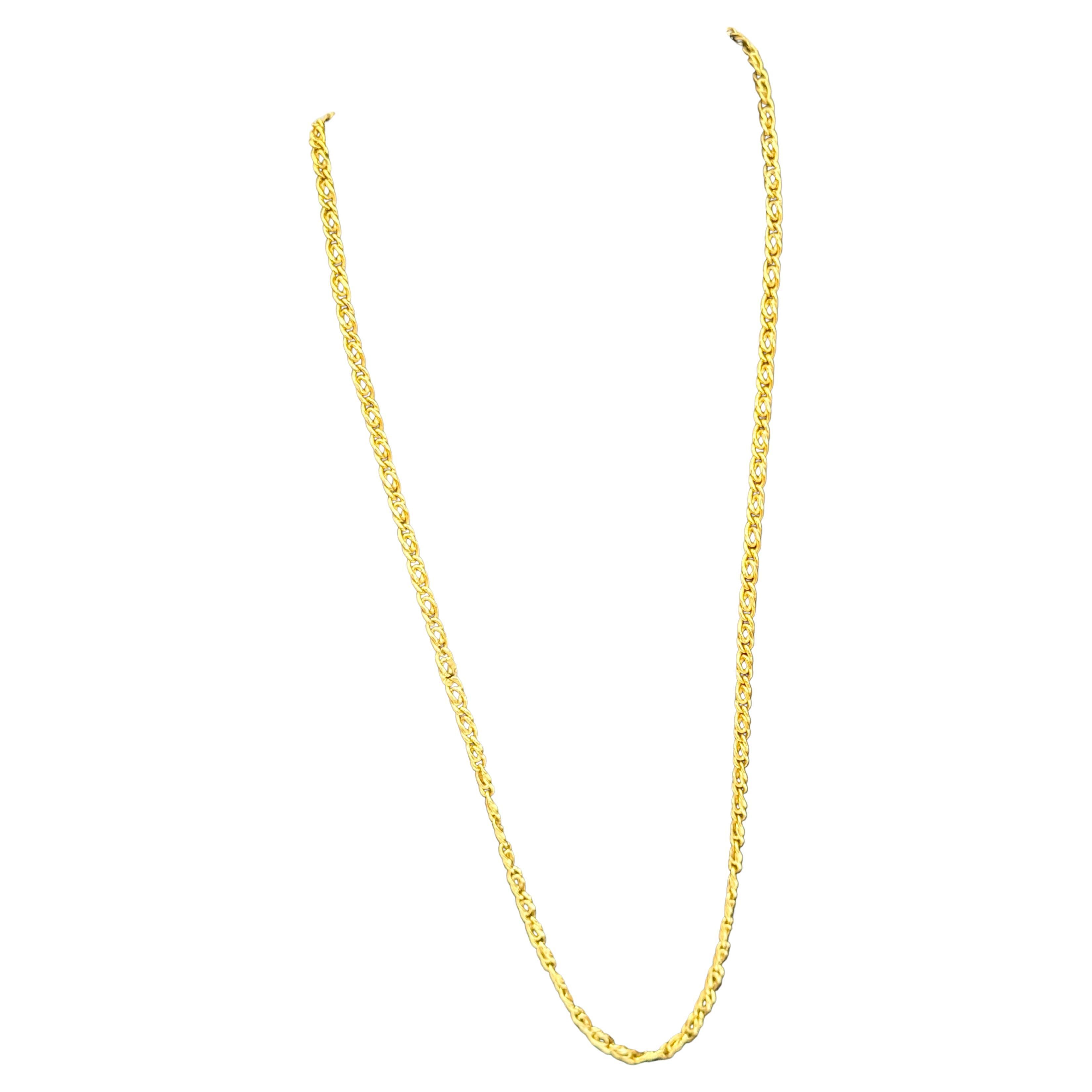 Vintage 18 Karat Yellow Gold 7.4 Gm, Link Chain, 3.22 mm Necklace, 18.5" Long
