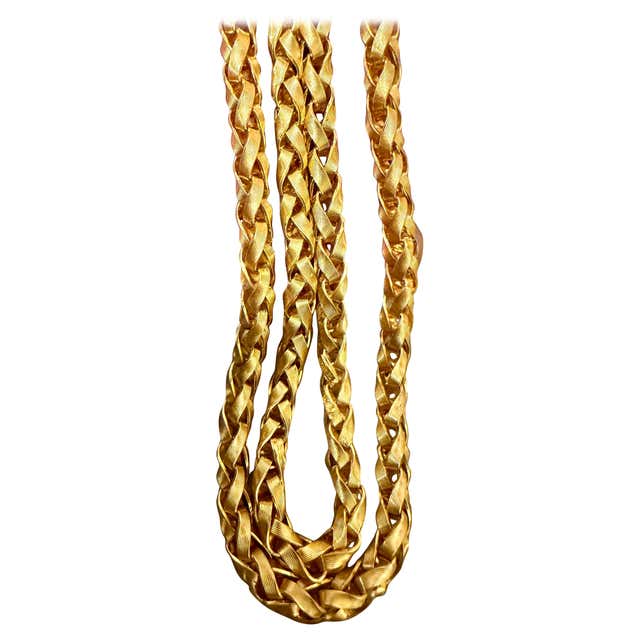 Vintage 14K Gold Bar Link and Rope Chain For Sale at 1stDibs