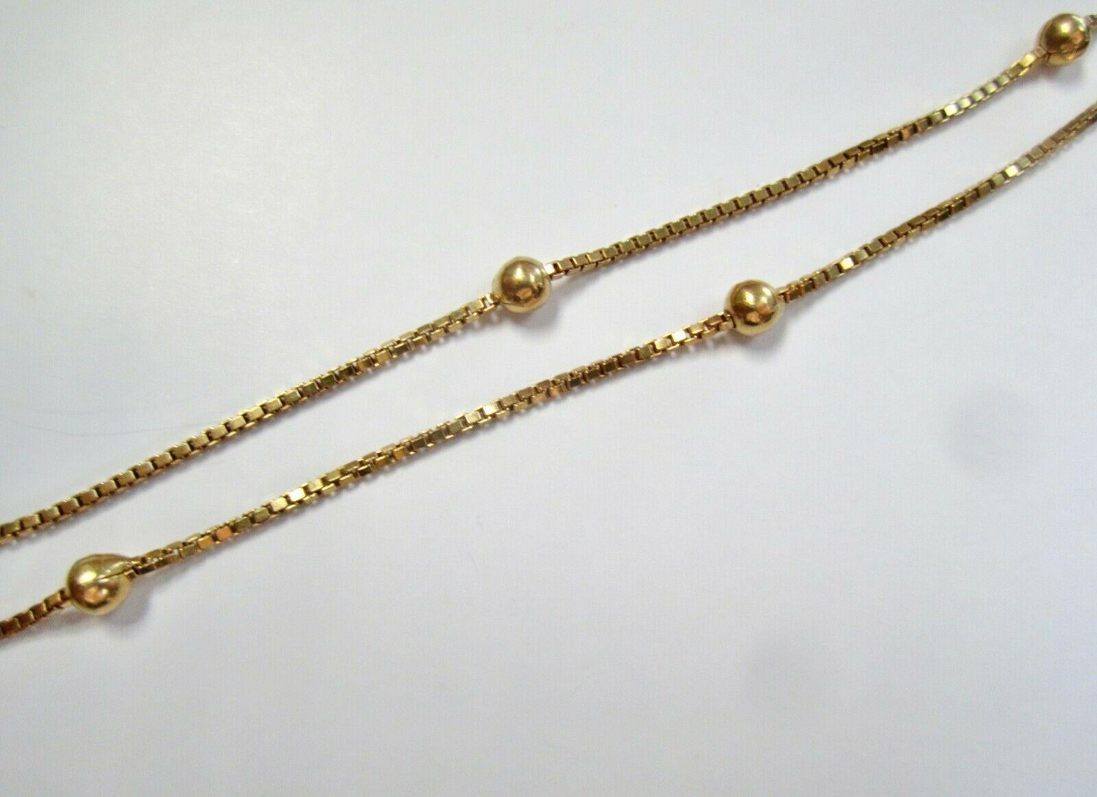 Vintage 18 Karat Yellow Gold Box Chain Ball Necklace For Sale 4