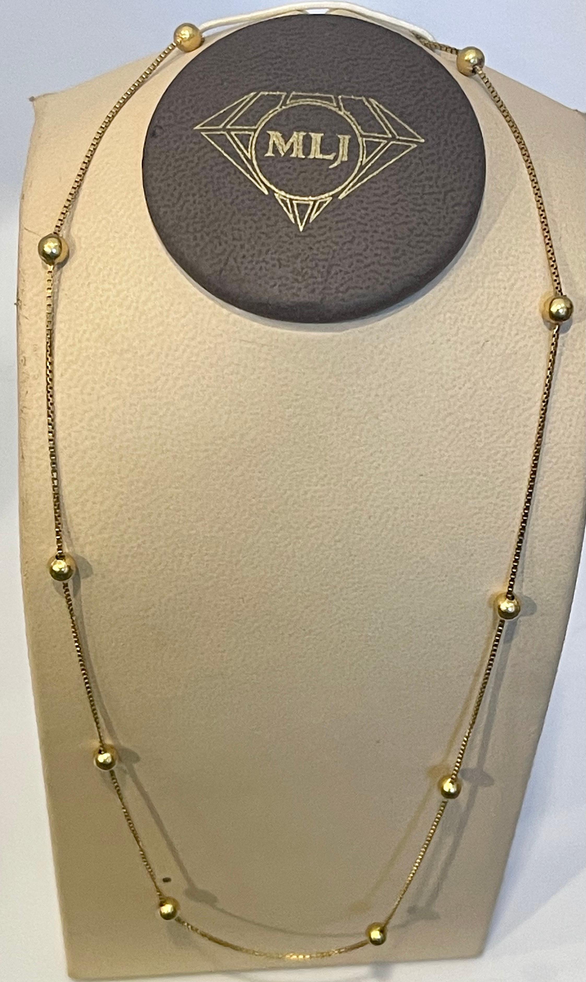 Vintage 18 Karat Yellow Gold Box Chain Ball Necklace For Sale 6