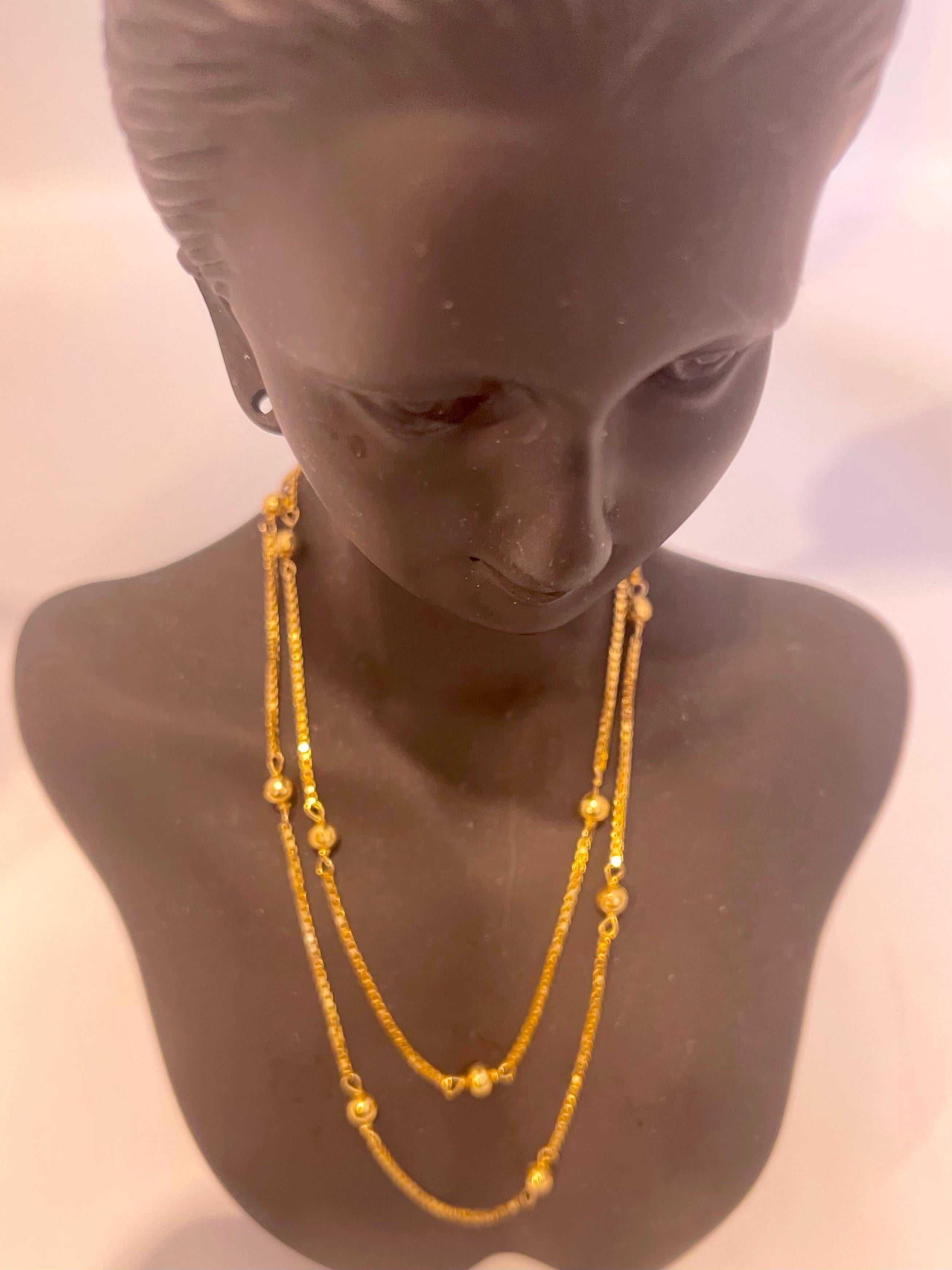 Vintage 18 Karat Gelbgold 9 Gm Box Kette Ball Halskette, Italienisch im Zustand „Hervorragend“ in New York, NY